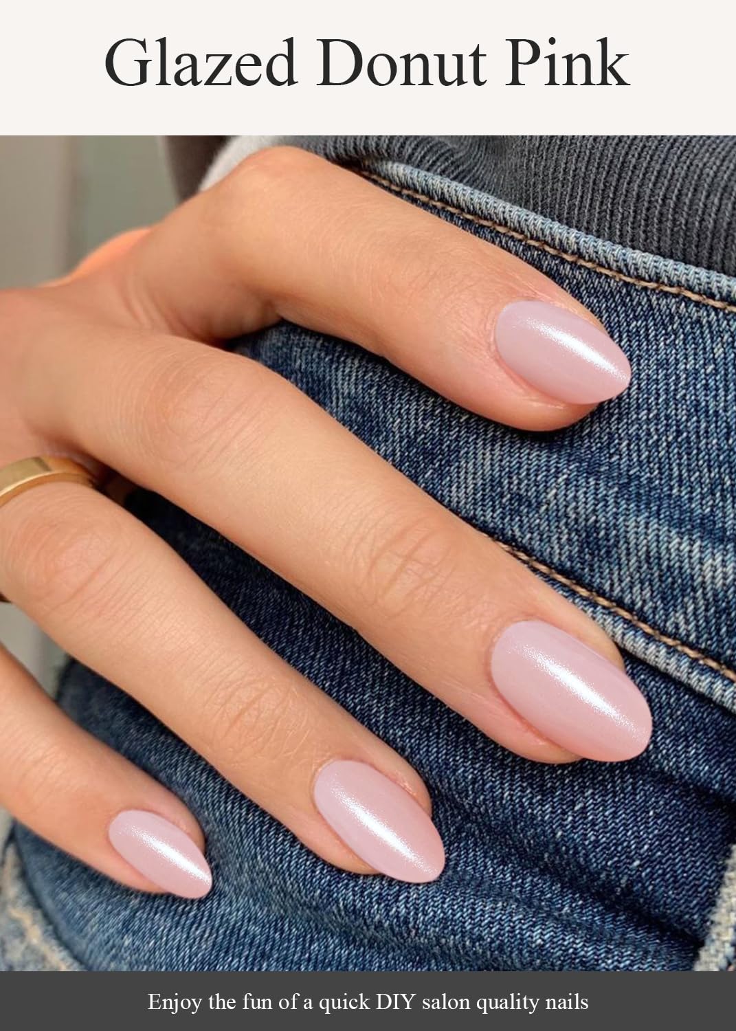 Semi Cured Gel Nail Strips - Glazed Donut Pink & Pearl Chrome Nail Wraps | Salon Quality UV Gel Nail Stickers | Easy to Apply at Home | Perfect for DIY Manicures, Parties & Special Occasions