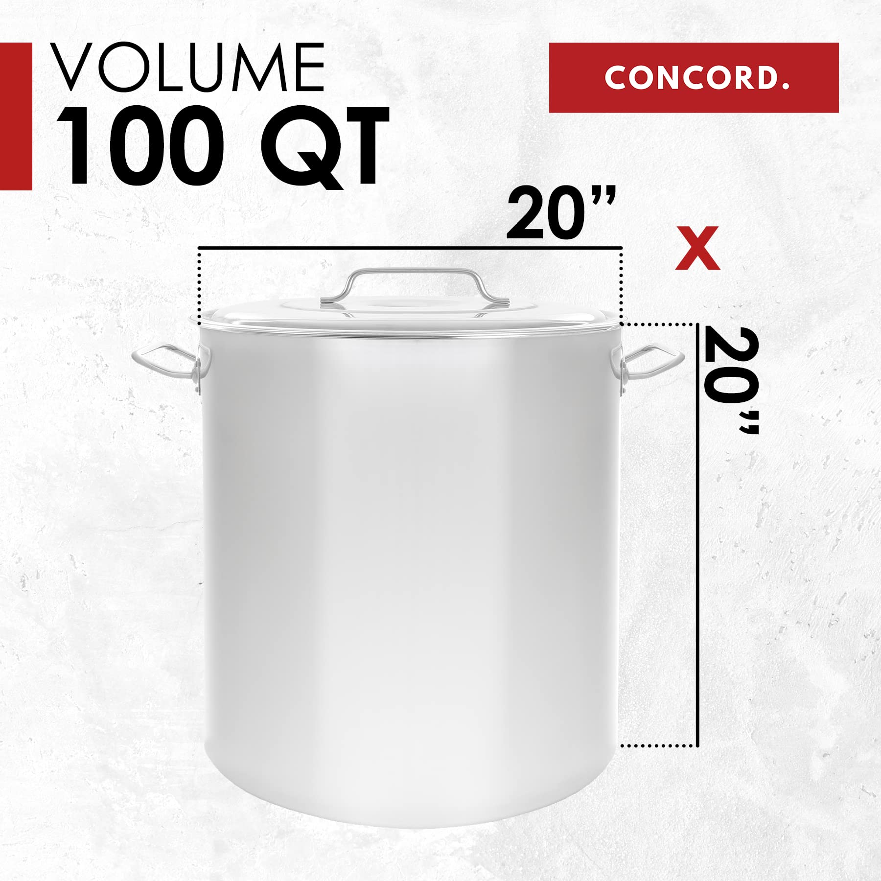 Concord Cookware 100-Quart Stainless Steel Stock Pot with Lid - Large Commercial Cooking Pot for Soup, Stew, Pasta & Canning - Ideal for Restaurants, Catering & Bulk Meal Prep