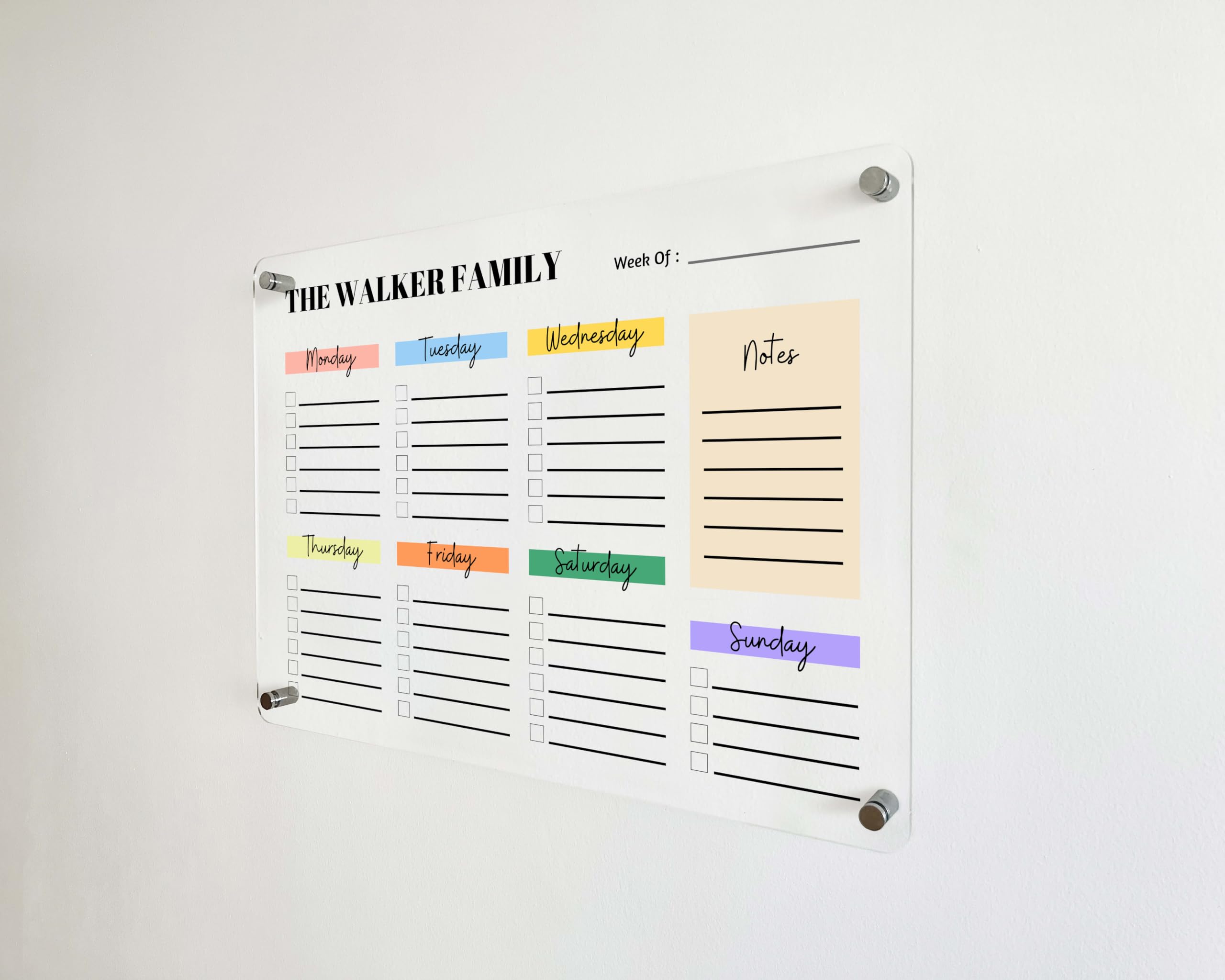 Personalized Acrylic Family Planner Wall Calendar 2025 - Dry Erase Monthly & Weekly Transparent Calendar for Home, Office & School Organization