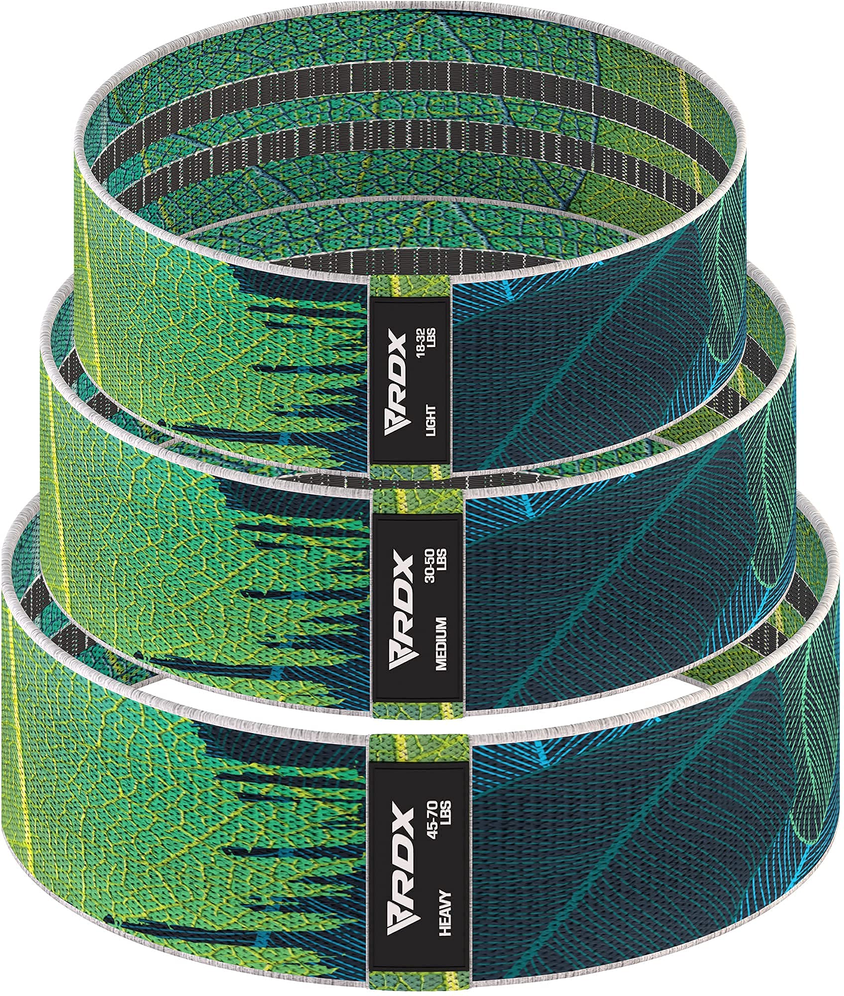 RDX Resistance Bands Set - 3 Levels Fabric Exercise Bands with Cotton Loops & Non-Slip Grip | CPSIA RoHS REACH Certified | Perfect for Yoga, Pilates, Leg & Glute Workouts | Home Gym & Fitness Equipment for Strength Training & Stretching