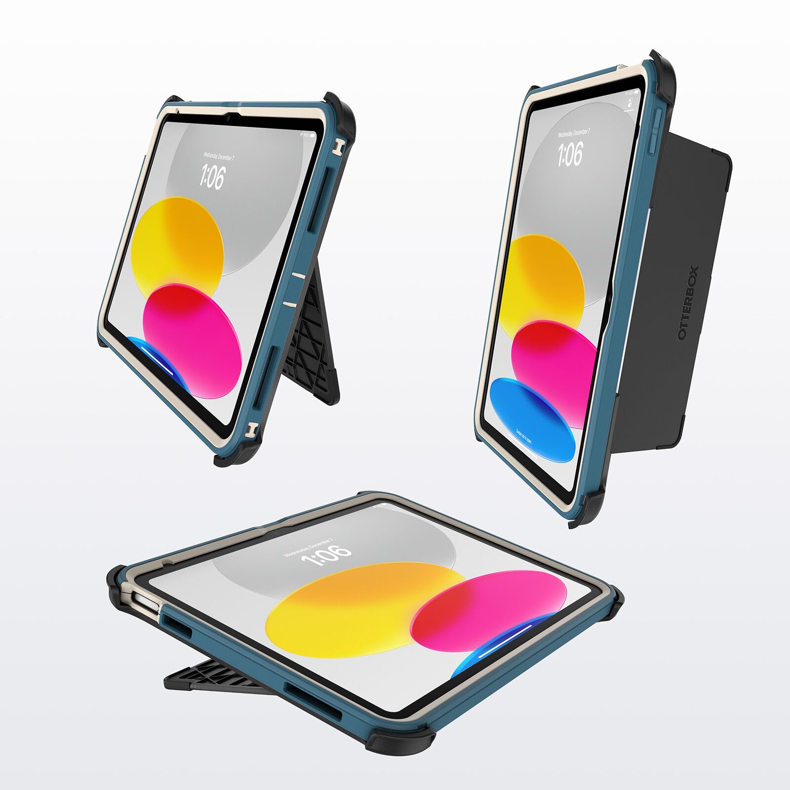OtterBox DEFENDER SERIES Case for iPad 10th Generation (2022) - Heavy Duty Protection with Apple Pencil Storage & 4-Position Stand | Baja Beach Blue | Perfect for Travel, Work & Outdoor Use
