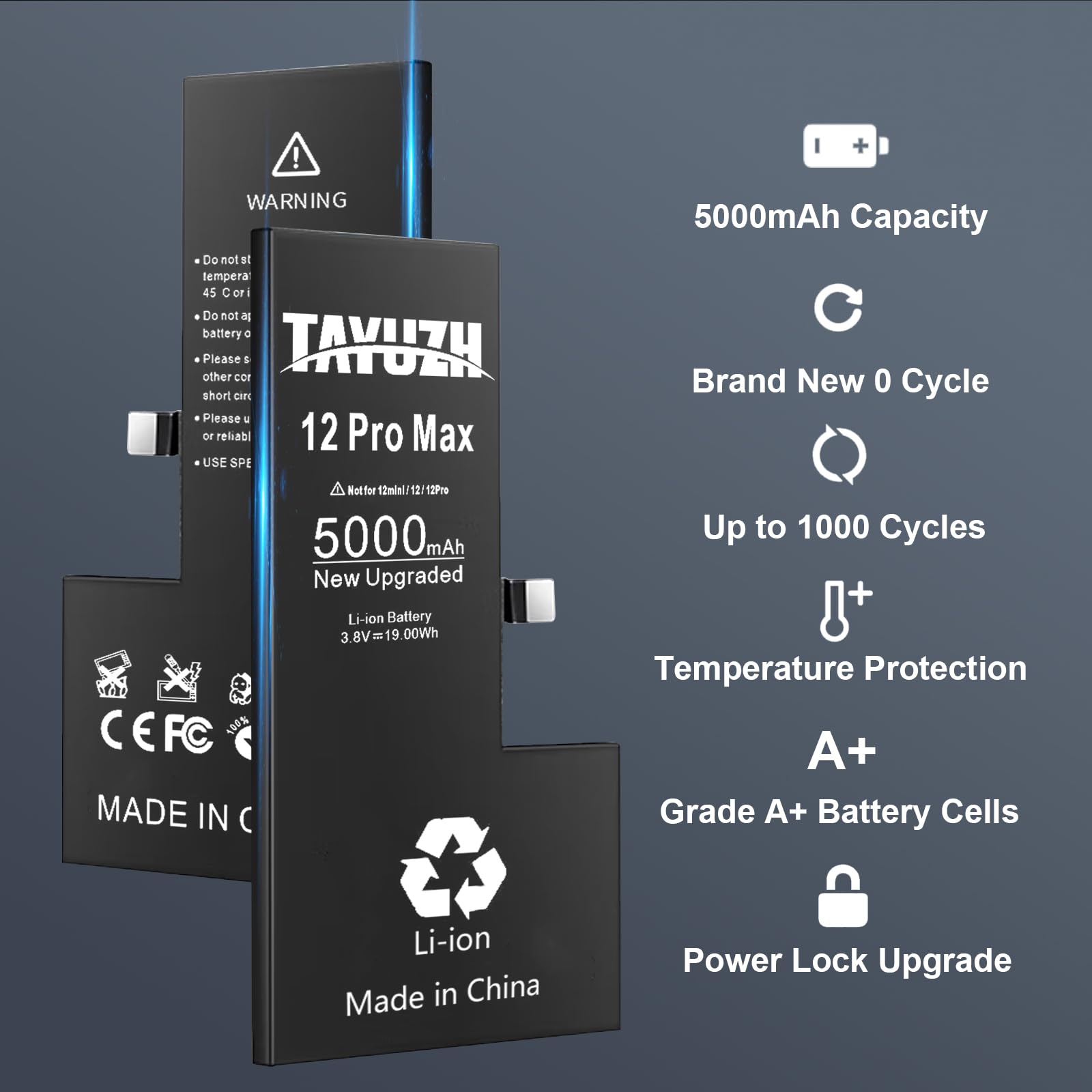 High Capacity 0 Cycle Replacement Battery for iPhone 12 Pro Max (A2410 A2411 A2412 A2342) - Includes Installation Manual & Professional Repair Tool Kit | Perfect for DIY Phone Repair & Battery Replacement at Home