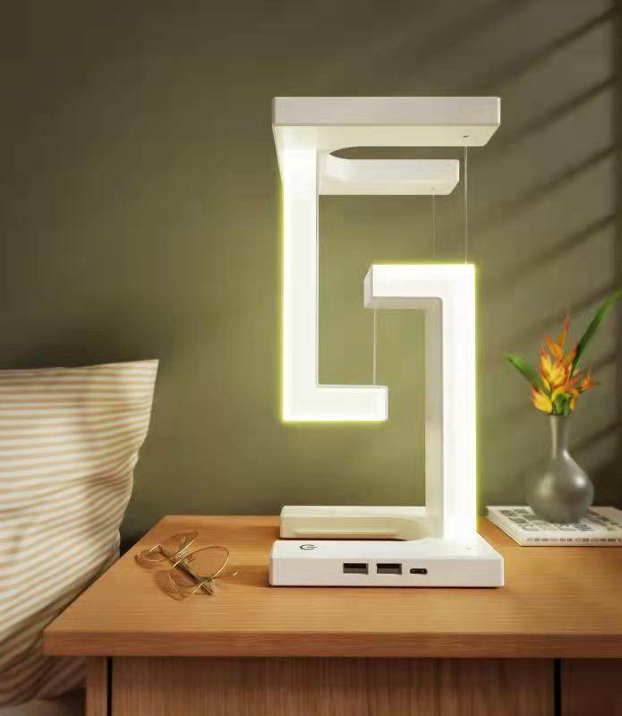 Cute Wireless Charging Table Lamp - Nightstand LED Light with Qi Fast Charging for iPhone, Samsung, AirPods - Perfect for Bedroom, Office, Nursery Decor