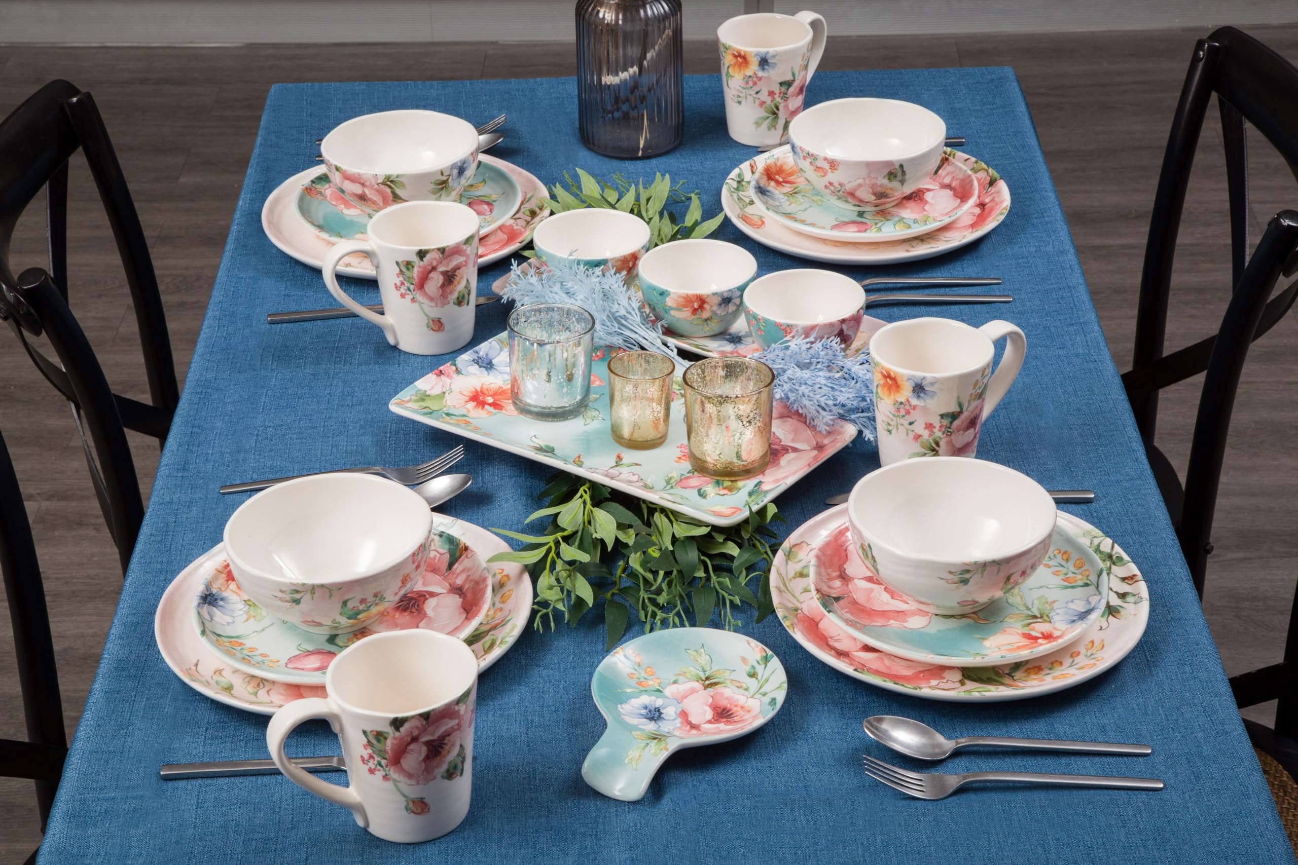 Bico Margret's Garden Ceramic Bowls Set of 4 | Pasta, Salad, Cereal & Soup Bowls | Microwave & Dishwasher Safe | Perfect for Family Dinners, Entertaining & Everyday Use