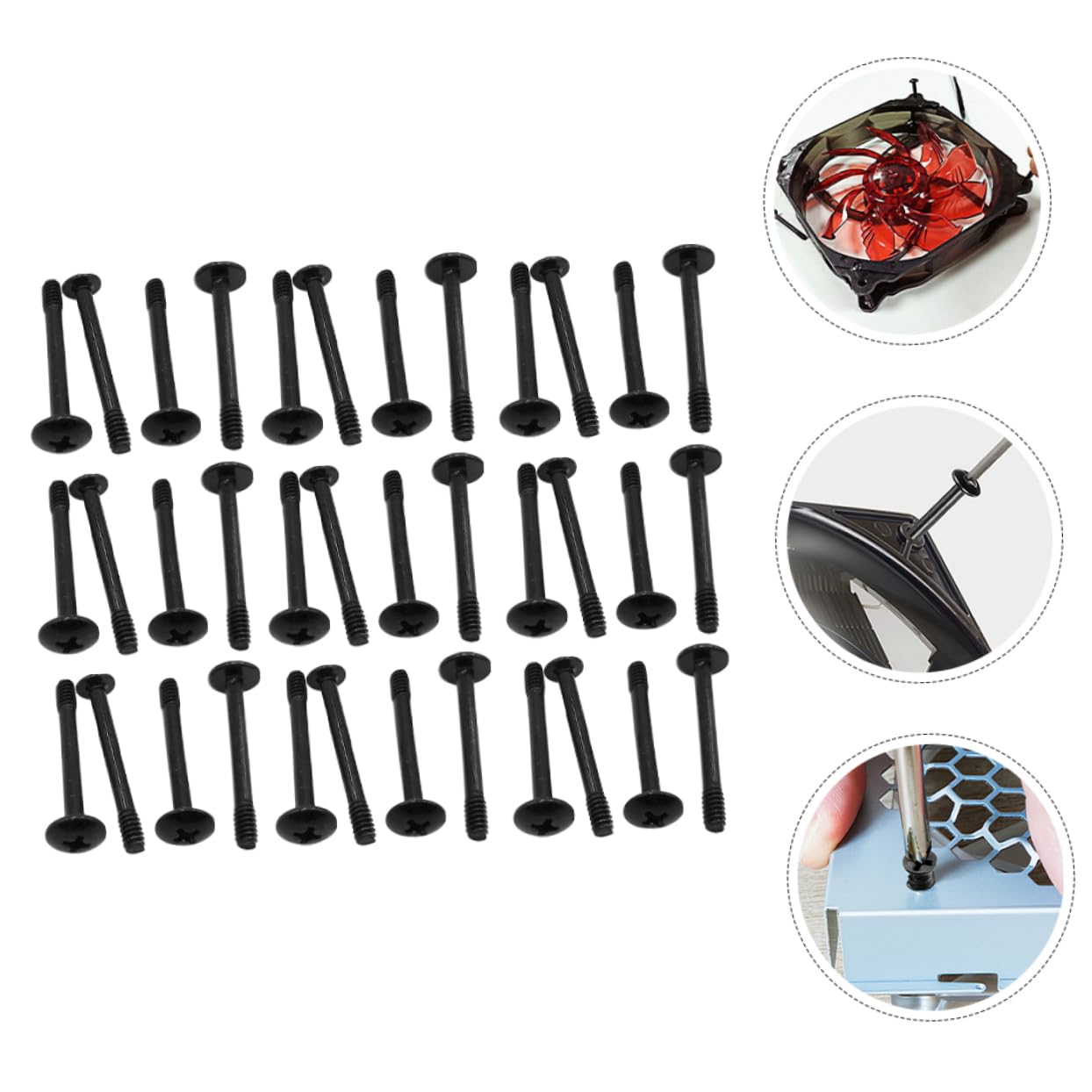 UKCOCO 50pcs Computer Case Fan Screws - Steel Replacement Screws for Desktop PC Cooling Fans | Perfect for DIY PC Builds & Fan Upgrades