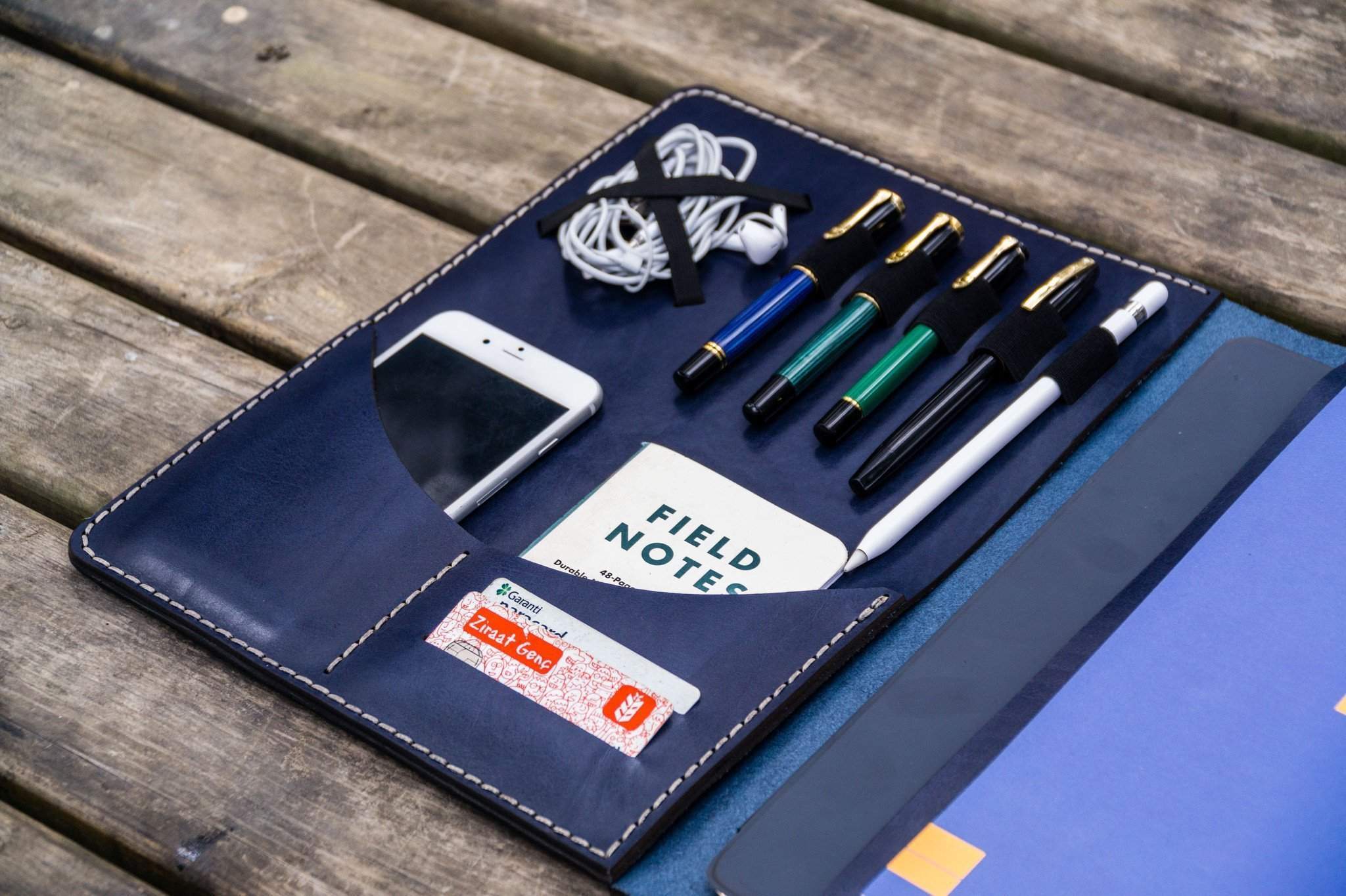 iPad Pro 12.9 Leather Portfolio Case - Navy Blue Professional Padfolio for Letter/A4 Documents | Perfect for Business Meetings, Office Work & Travel Accessories