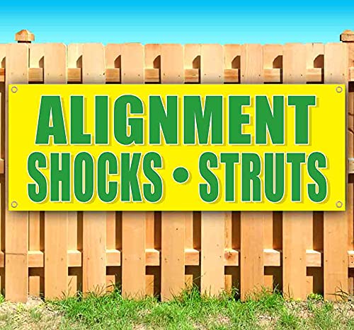 Heavy-Duty 13 oz Vinyl Alignment Shocks Struts Banner with Metal Grommets - Durable Non-Fabric Sign for Auto Repair Shops & Vehicle Service Centers