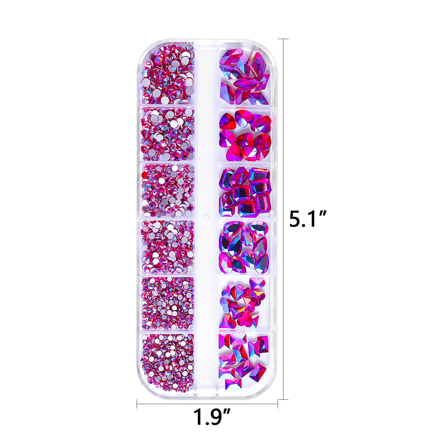 1620pcs Pink Rose AB Flat Back Rhinestones for Nails - Crystal Nail Gems, Glass Beads for Acrylic Nails & Nail Art - Perfect for DIY Manicure, Wedding Nails, Salon Decorations