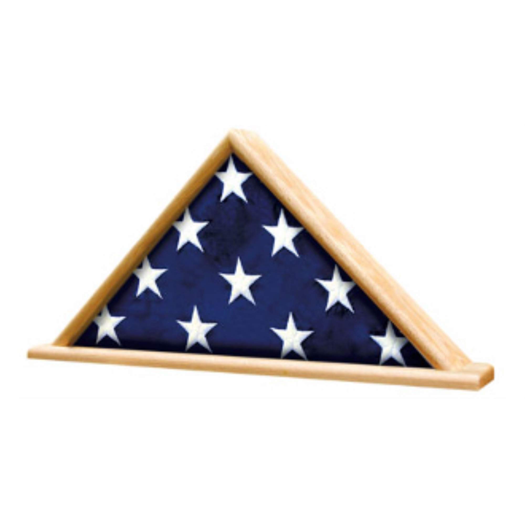 American Ceremonial Flag Display Triangle - Premium Wooden Flag Holder for US Flags - Perfect for Memorial Day, 4th of July & Veterans Day Decorations