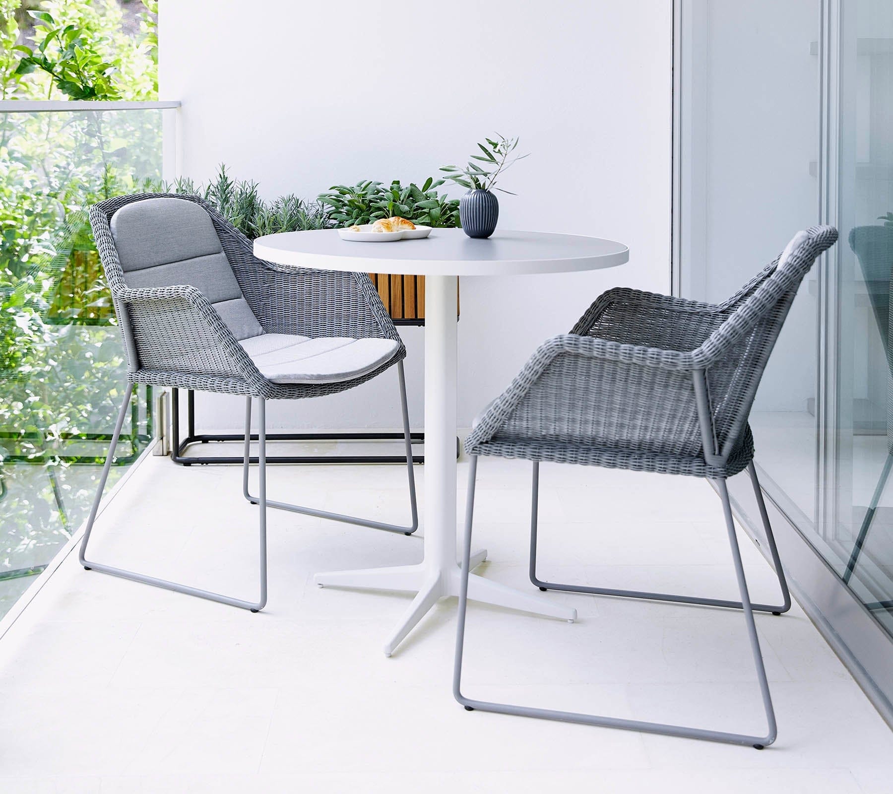 Breeze Outdoor Dining Weave Chairs Set of 2 - Lightweight Patio Furniture for Backyard, Poolside & Garden - Weather-Resistant Wicker Dining Chairs with Cushions