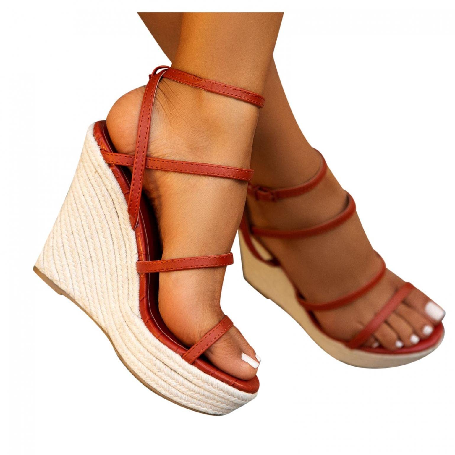 UMIYI Women's Casual Summer Sandals - Buckle Ankle Strap Open Toe Platform Wedge Sandals for Women | Strappy Beach Sandals for Walking, Travel & Outdoor Activities