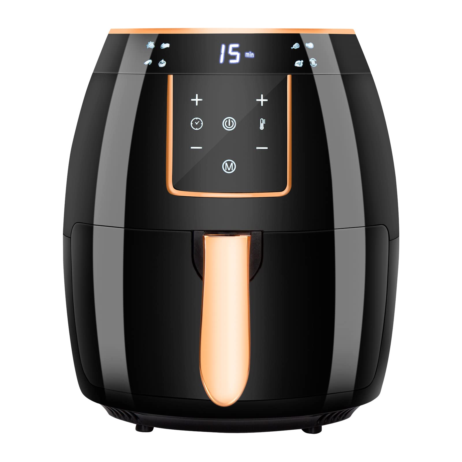 5.8QT Digital Air Fryer with Touch Screen - 1300W Non-Stick Basket, Adjustable Temp Control, Timer & Auto Shut-Off - Includes Free Recipe Book - Perfect for Healthy Frying, Roasting & Baking (Black)