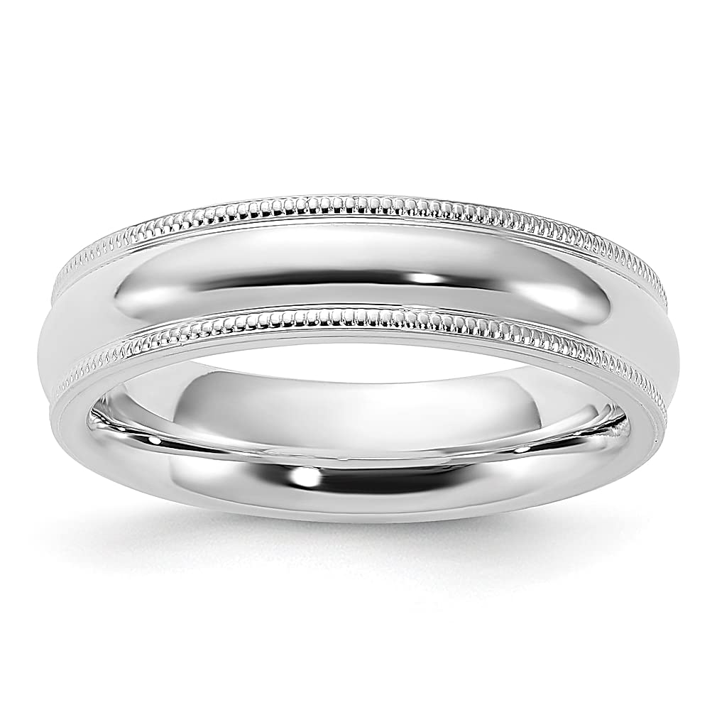 925 Sterling Silver 5mm Comfort Fit Half Round Milgrain Size 5 Wedding Band Ring - Classic Fine Jewelry for Women, Gift for Her - Perfect for Anniversaries, Engagements & Special Occasions