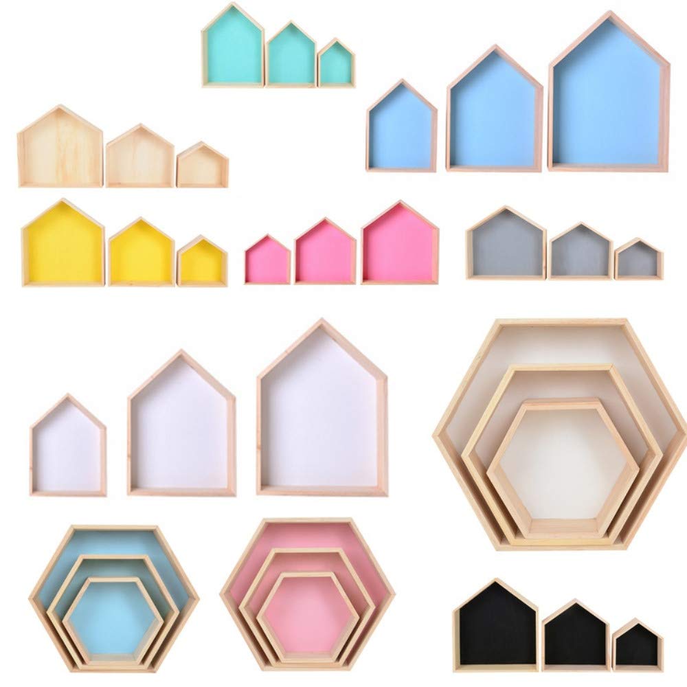 Homebeast Floating Wall Shelves - Wooden Wall Mounted Storage Shelves with Decorative Iron Frame, Hexagon White Large Size for Living Room, Bedroom, Kitchen & Bathroom Organization | Perfect for Displaying Books, Plants & Home Decor