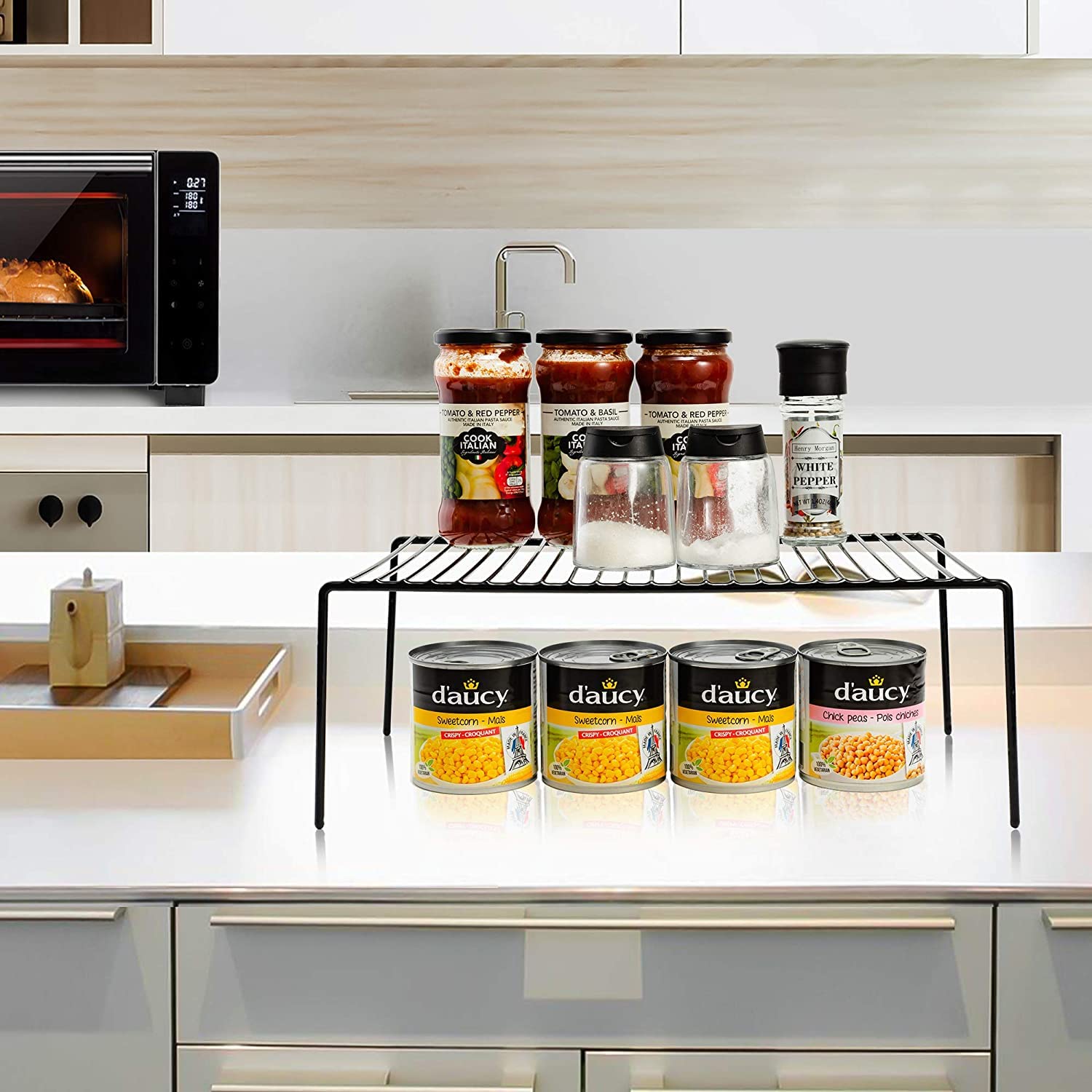 3-Pack Large Metal Wire Kitchen Cabinet Shelf Organizer (15.7