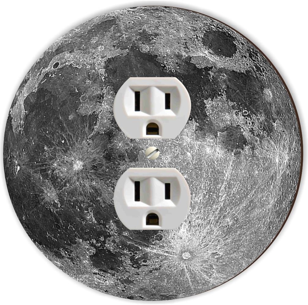 RND-OUTLET-187 Planet Earth Round Single Outlet Plate - Decorative Wall Plate for Home & Office Electrical Outlets | Perfect for Living Rooms, Bedrooms, and Commercial Spaces