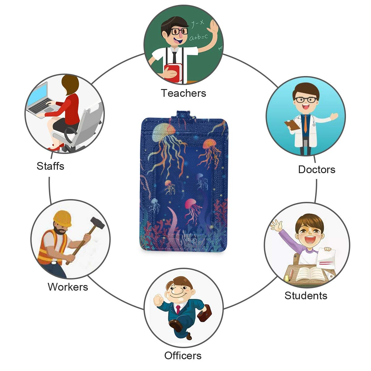 Jellyfish ID Badge Holder with Lanyard for Work & School