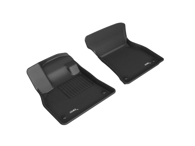 3D MAXpider Custom Fit All-Weather Floor Mats for 2019-2021 Audi E-Tron (1st Row) - Kagu Series Black Car Mats | Perfect for Daily Commute & Road Trips