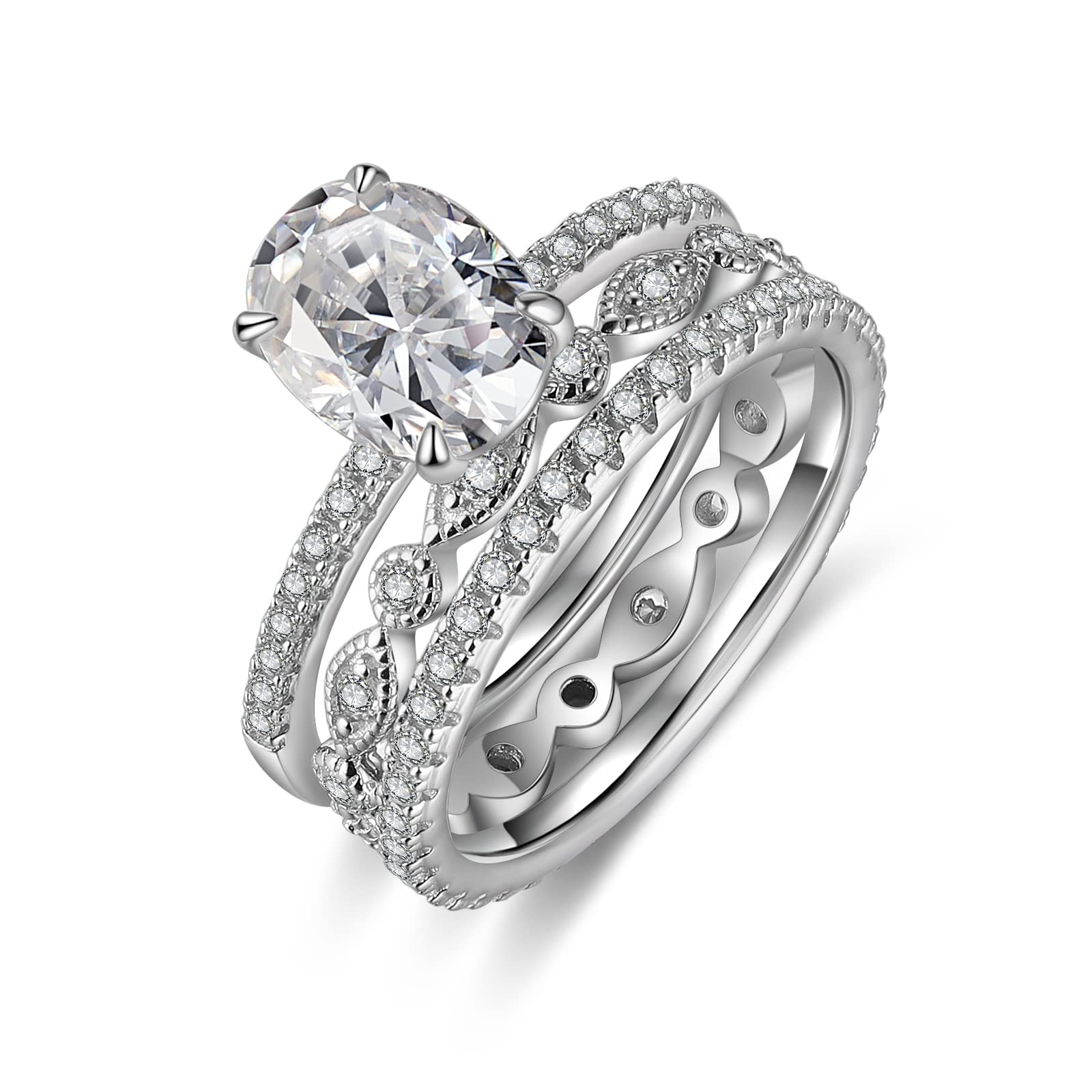 Moissanite Diamond Engagement Ring for Women - Sterling Silver Wedding & Anniversary Promise Ring Set (2-Piece & 3-Piece) - Elegant Jewelry Gift for Her - Perfect for Proposals, Weddings, Anniversaries & Special Occasions