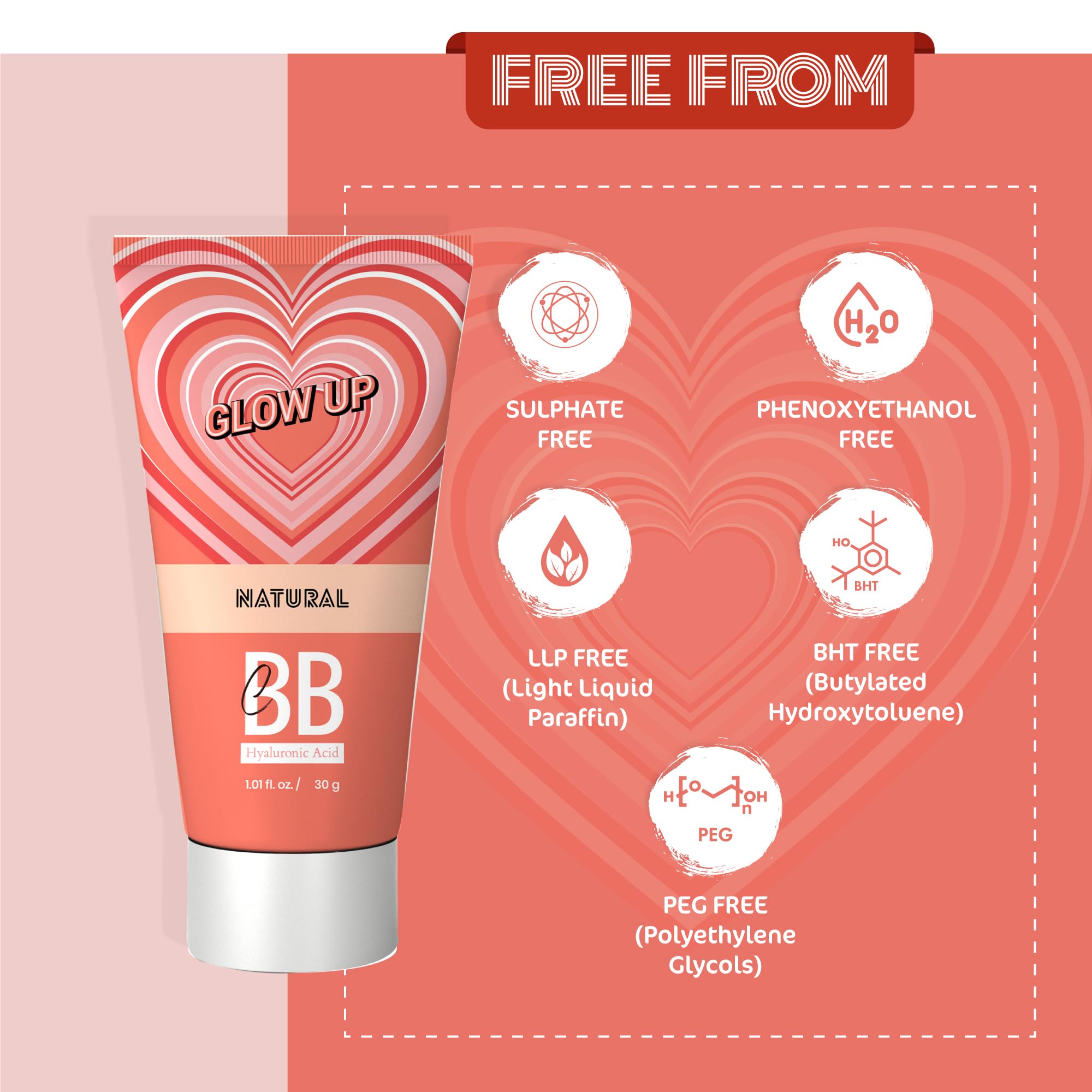 GLOW UP BB Cream 30g - Natural Hydration with Hyaluronic Acid & SPF 15 | Instant Spot Coverage & Lightweight Makeup Glow for Men & Women | Perfect for Daily Wear, Travel & On-the-Go Touch-Ups