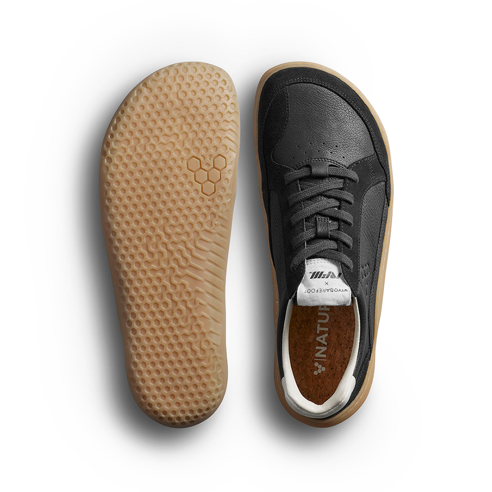 Vivobarefoot Gobi II Women's Premium Leather Sneakers - Raven Black - Minimalist Barefoot Shoes for Walking, Running & Everyday Comfort