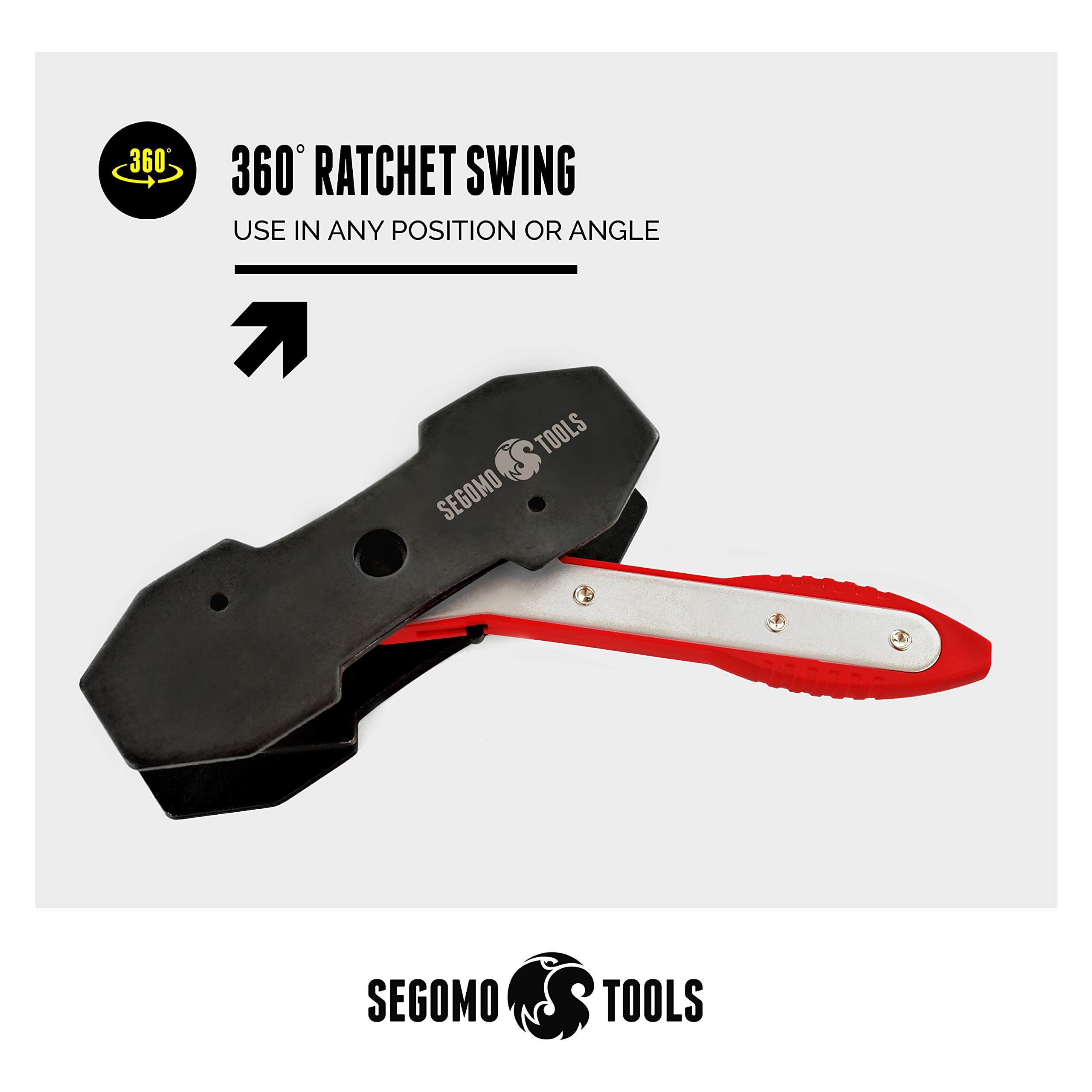 Segomo Tools Premium 360° Ratcheting Brake Caliper Piston Tool - Brake Pad Spreader & Caliper Press Tool for Car, Truck & SUV Brake Repair | Professional Auto Mechanic Tool Kit for DIY & Garage Use