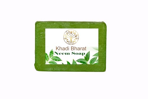 Khadi Bharat Handmade Neem Soap for Women & Men | Enriched with Coconut Oil, Aloe Vera & Almond Oil | Deep Cleansing Bar for Oily & Sensitive Skin | Prevents Acne & Breakouts | 100g Natural Ayurvedic Soap | Perfect for Daily Skincare & Bathing Routine