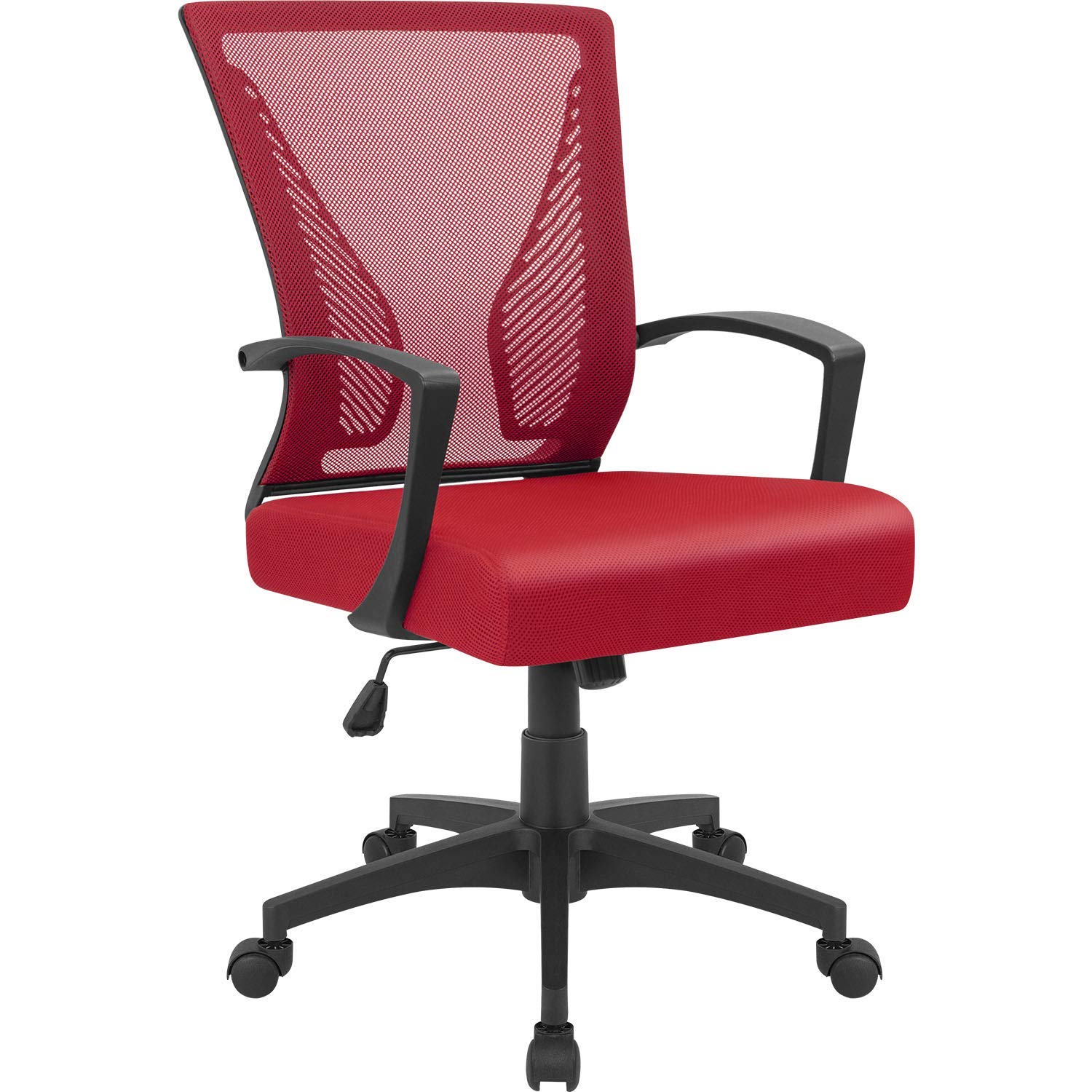 Furmax Ergonomic Mesh Office Chair with Lumbar Support & Adjustable Armrests - Mid Back Computer Desk Chair for Home & Office (Red) - Perfect for Long Hours of Work & Gaming