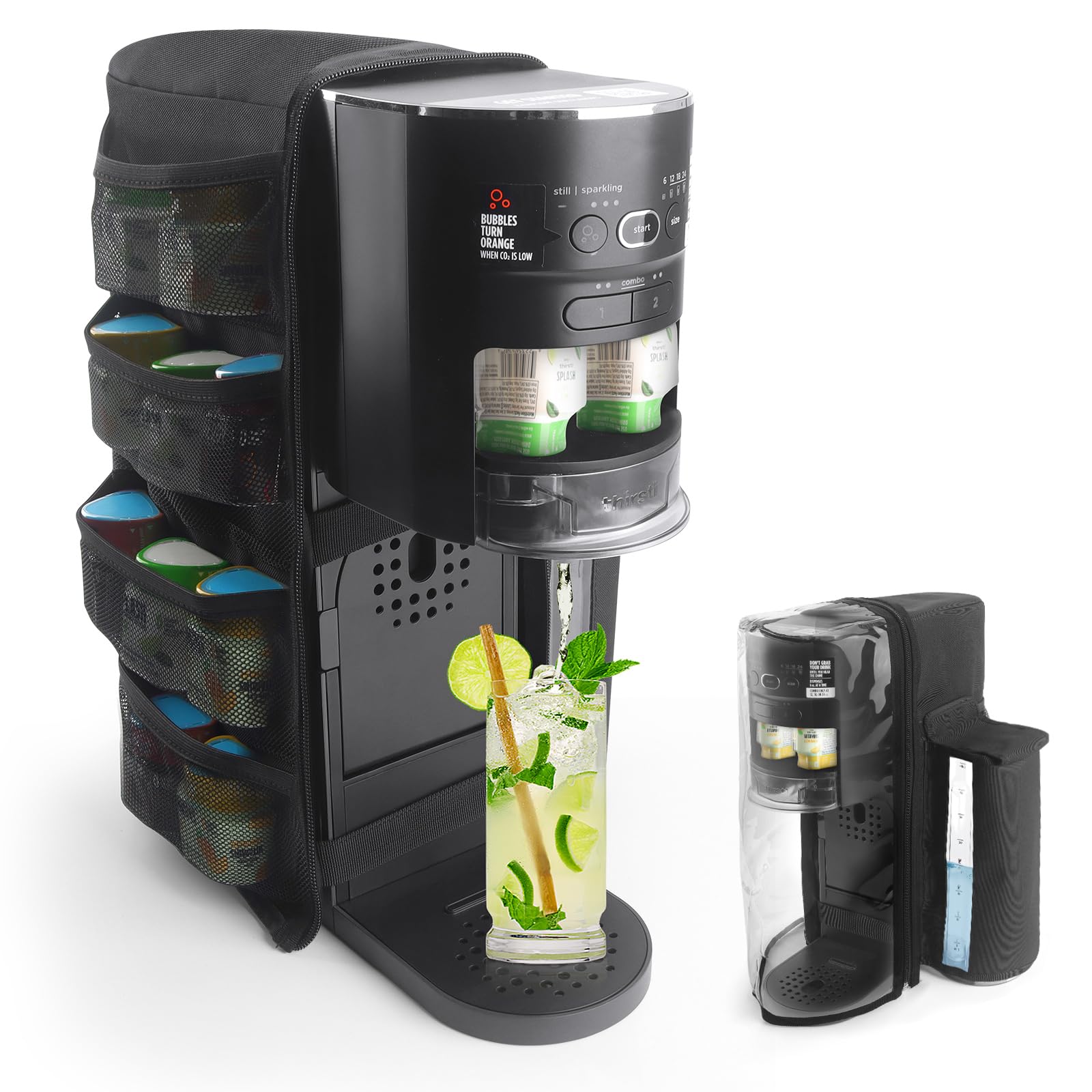 **Dust Cover for Ninja Thirsti WC1001 Soda Maker | Machine Cover Accessory with Extra Pockets for 12 Flavor Pods | Perfect for Kitchen, Party, or Office Use**