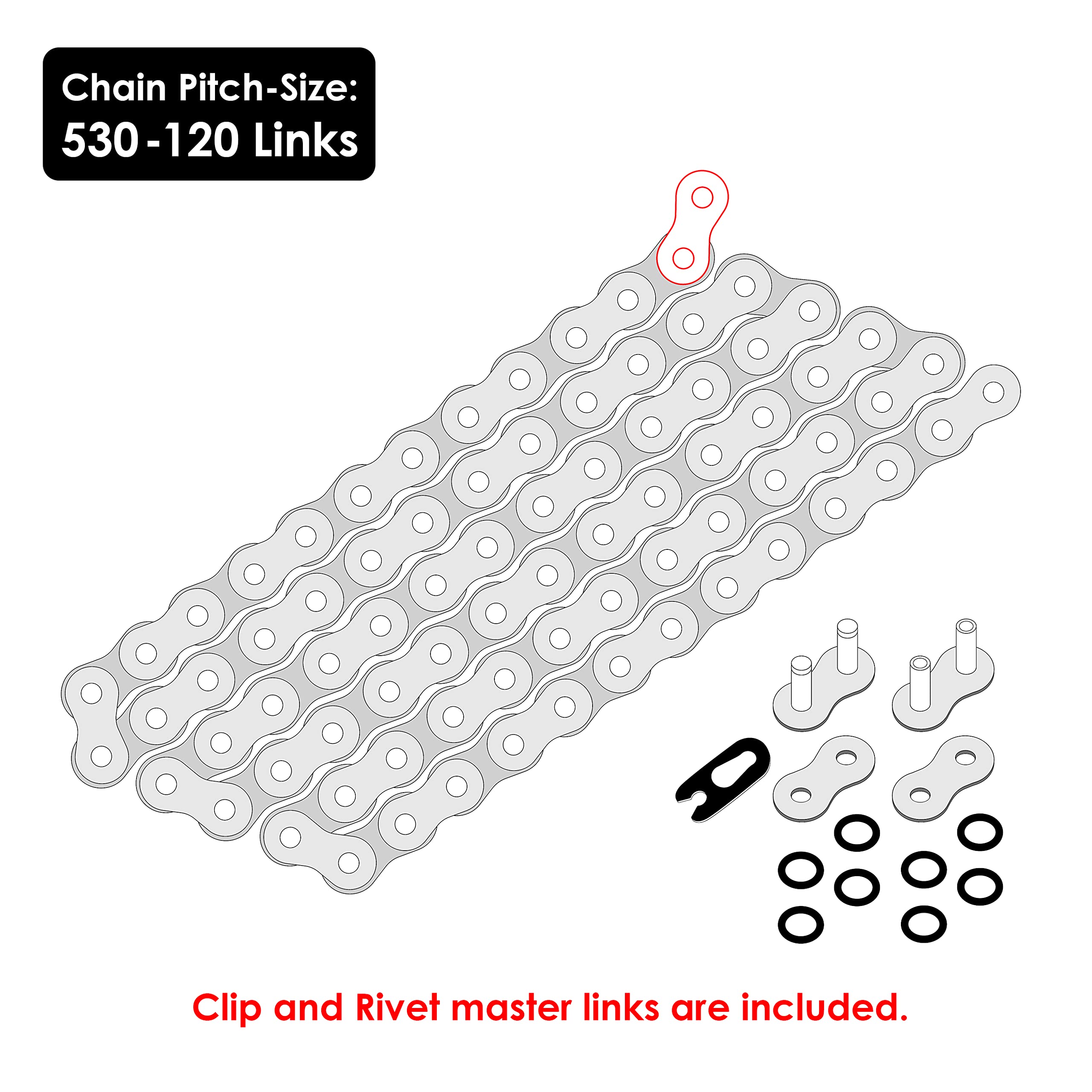 Caltric Red O-Ring Drive Chain and Sprockets Kit for Kawasaki VN800A Vulcan 800 (1995-1996) - High-Performance Motorcycle Replacement Parts for Smooth Riding & Durability | Perfect for Cruiser Bikes, Long-Distance Touring & Off-Road Adventures