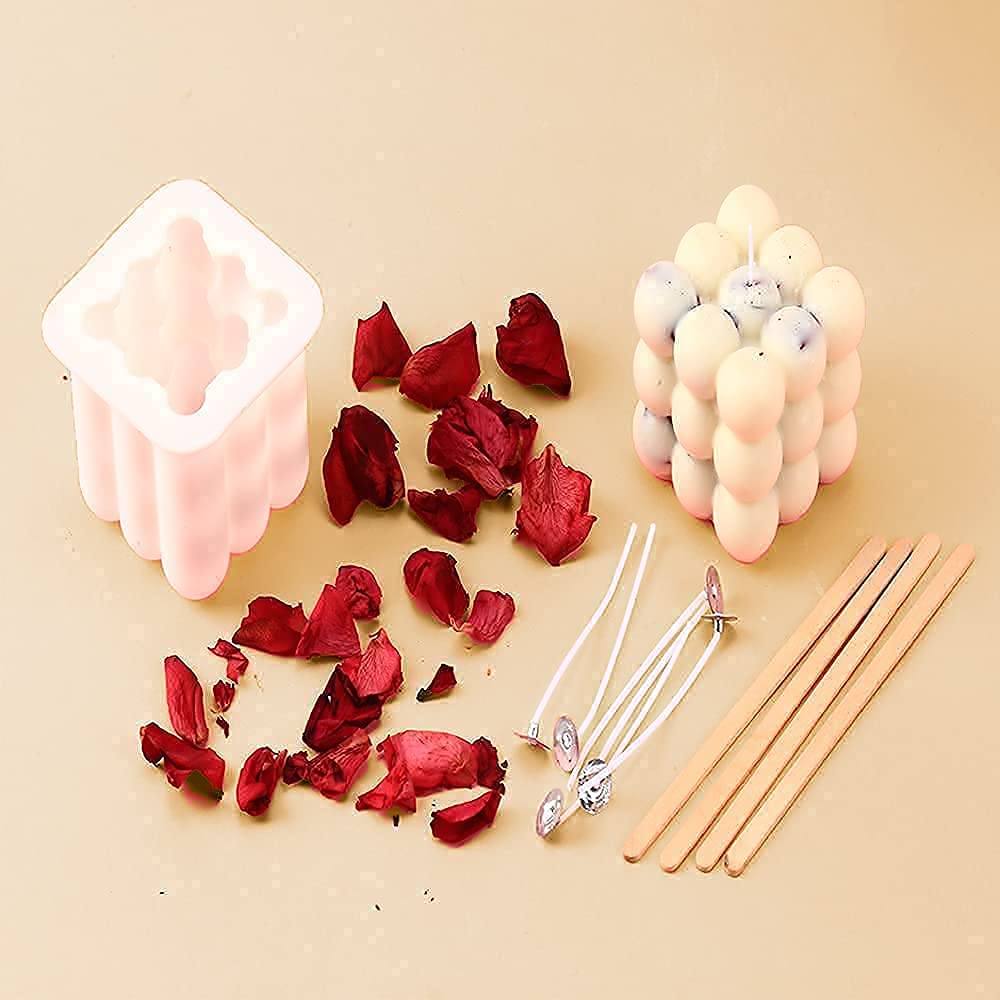 2 Pack Silicone Candle Molds with 20 Wicks - Cute DIY Candle Making Kit for Homemade Candles & Soap Molds for Handmade Soap - Perfect for DIY Crafts, Home Decor & Gift Making
