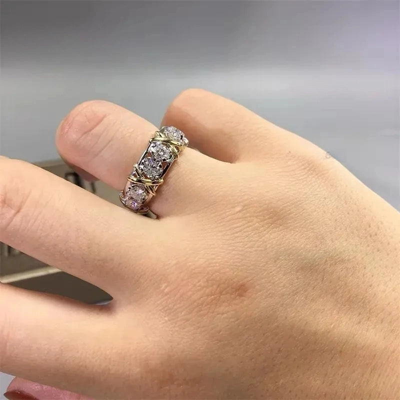 14K White Gold 8 Ring Set with VVS Moissanite Diamonds - Perfect for Weddings, Anniversaries & Special Occasions