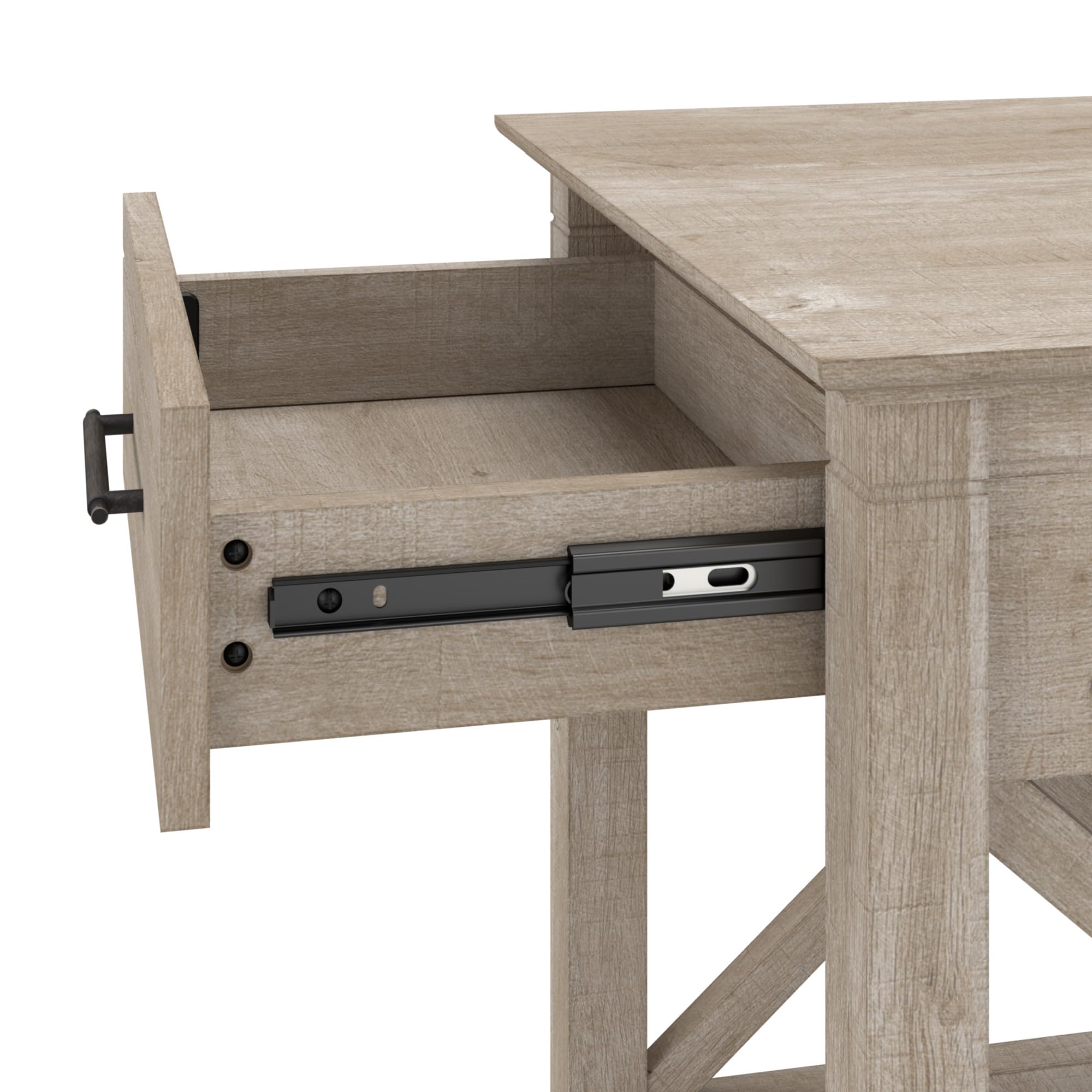 Bush Furniture Key West Coffee Table with Storage Shelf - Washed Gray Finish - Modern Living Room Centerpiece for Home Decor & Organization