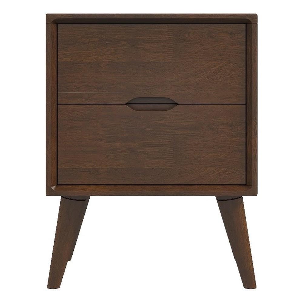 Ashcroft Edie Mid-Century Modern Solid Wood 2-Drawer Nightstand - Walnut Brown 27.5