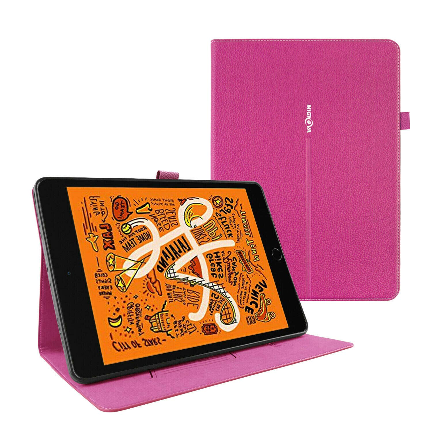Premium PU Leather Wallet Case for iPad Mini 5 & iPad Mini 4 - Shockproof Full-Body Protection with Auto Sleep/Wake | Compatible with Apple iPad Mini 4 & 5th Gen 7.9-inch (2019) | Perfect for Work, Travel & Daily Use (Pink)