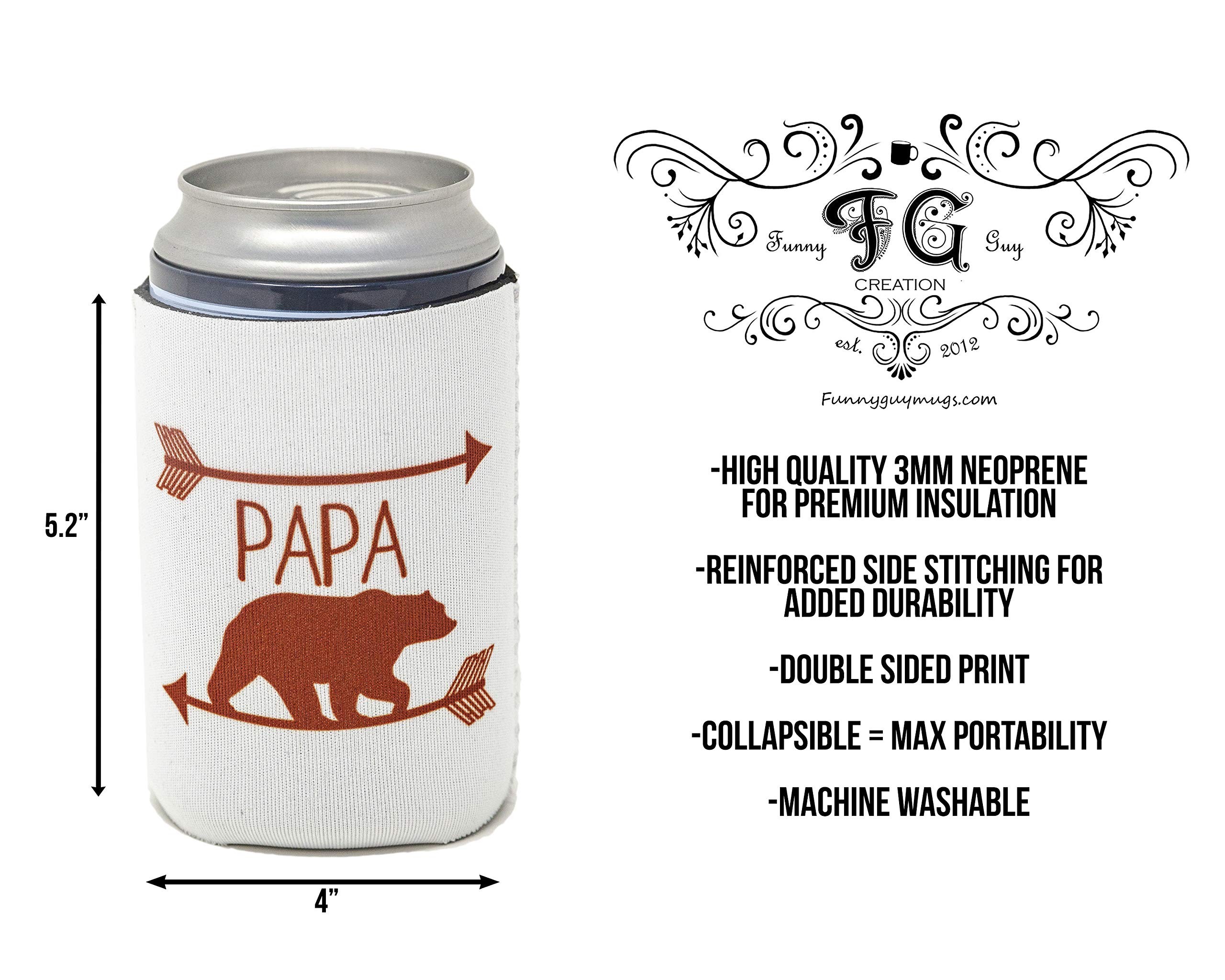 Funny Papa Bear Collapsible Neoprene Can Cooler - Insulated Beer & Soda Holder for Camping, BBQs & Outdoor Adventures