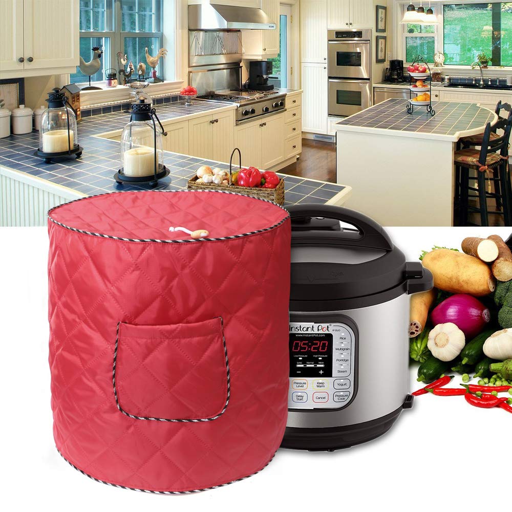**6 Quart Air Fryer Cover - Dust-Proof Electric Appliance Protector for Instant Pot & Pressure Cooker with Convenient Pocket (Red) - Perfect for Kitchen, Camping & Travel**