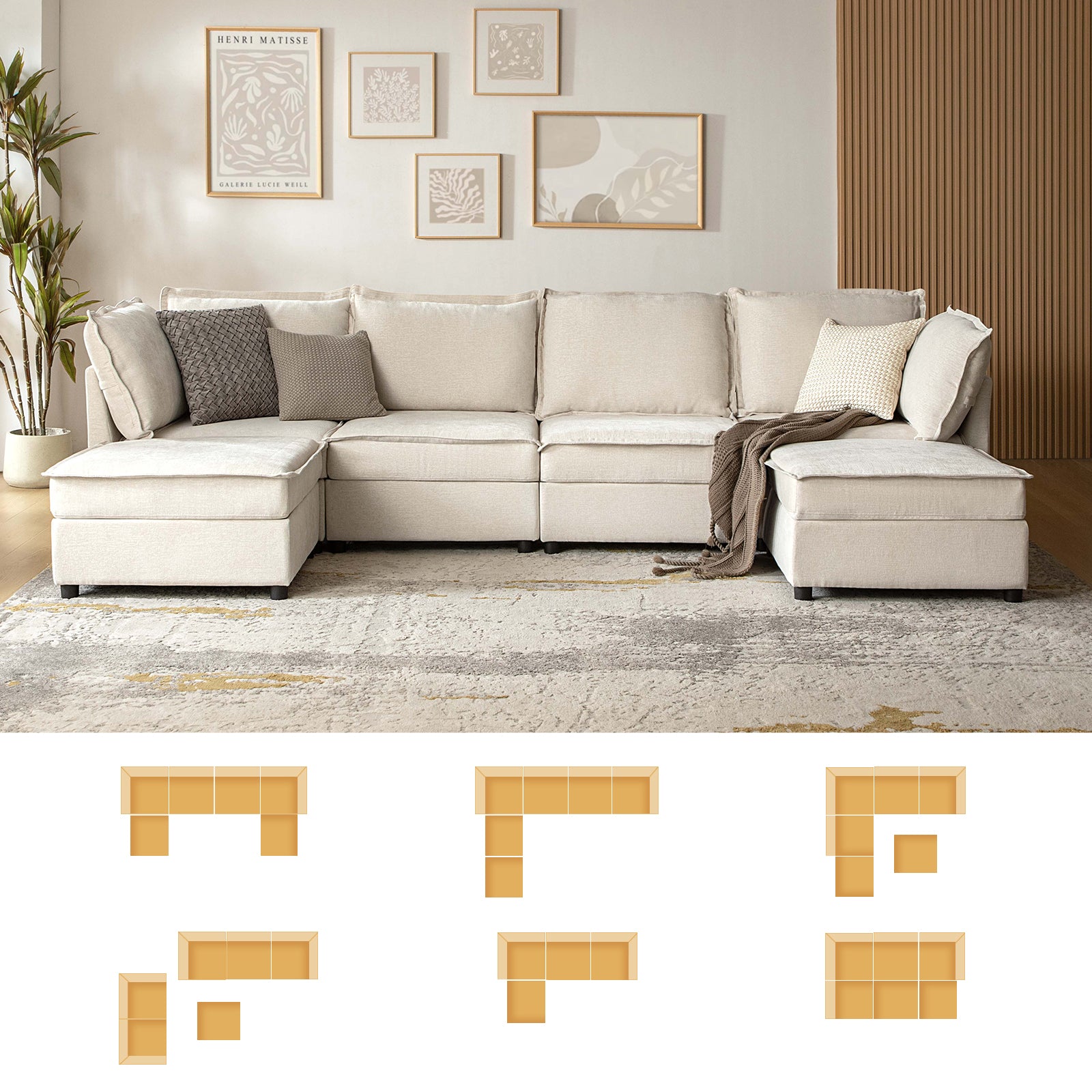 Harmetrix 8-Seater Soft Sectional Sofa with Storage | Modern L-Shaped Couch for Living Room | Comfortable & Spacious for Family Gatherings & Movie Nights