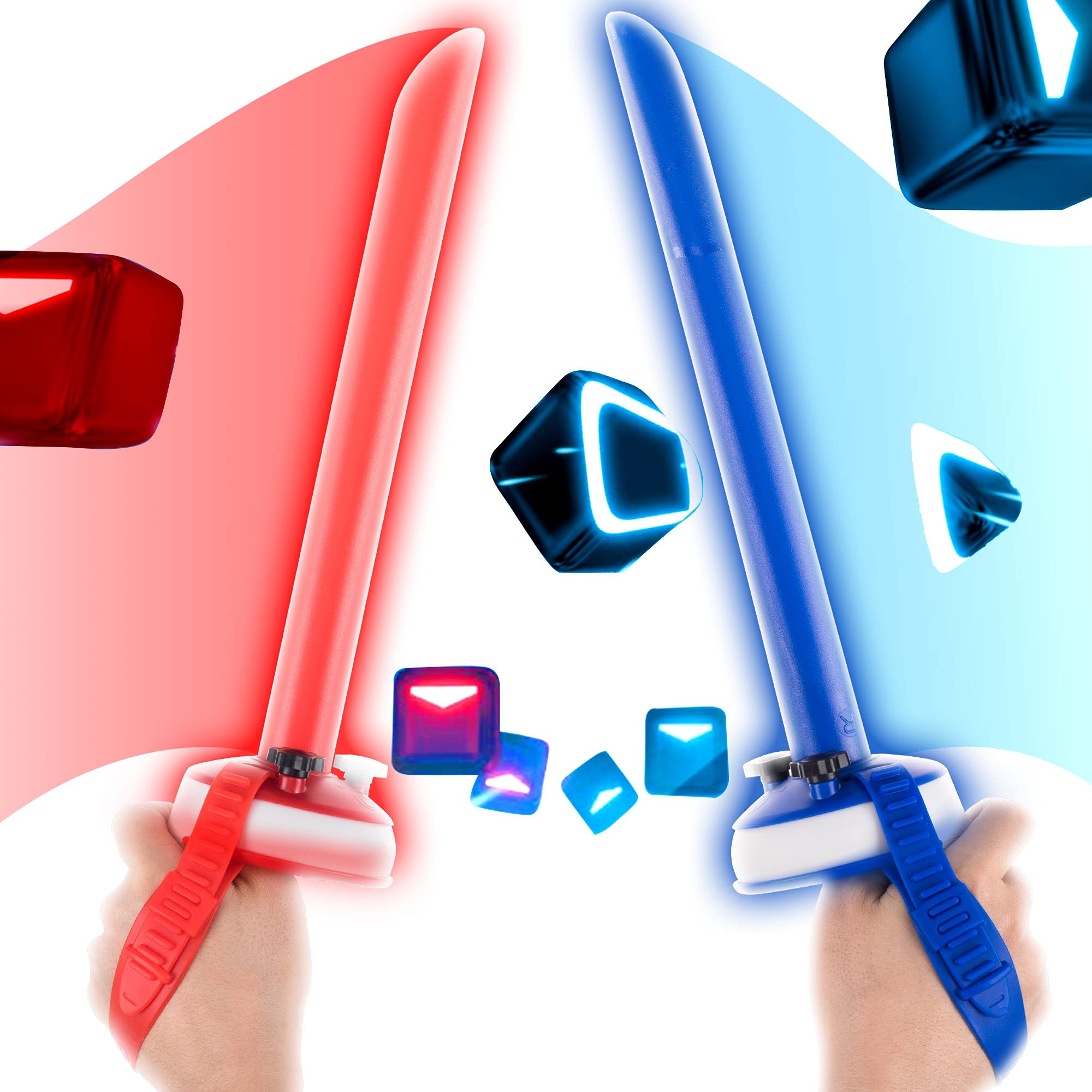 Dual Handle Grips for Oculus Quest 2 Controller - Enhanced Beat Saber Accessories for VR Gaming & Jedi Training Workouts | Perfect for Supernatural Fitness & Immersive Lightsaber Battles