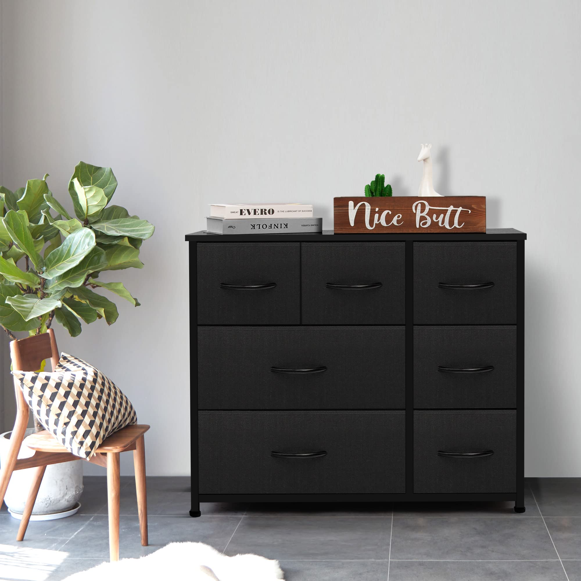 AZL1 Dresser Organizer with 7 Drawers - Large Storage Unit for Bedroom & Closet - Black