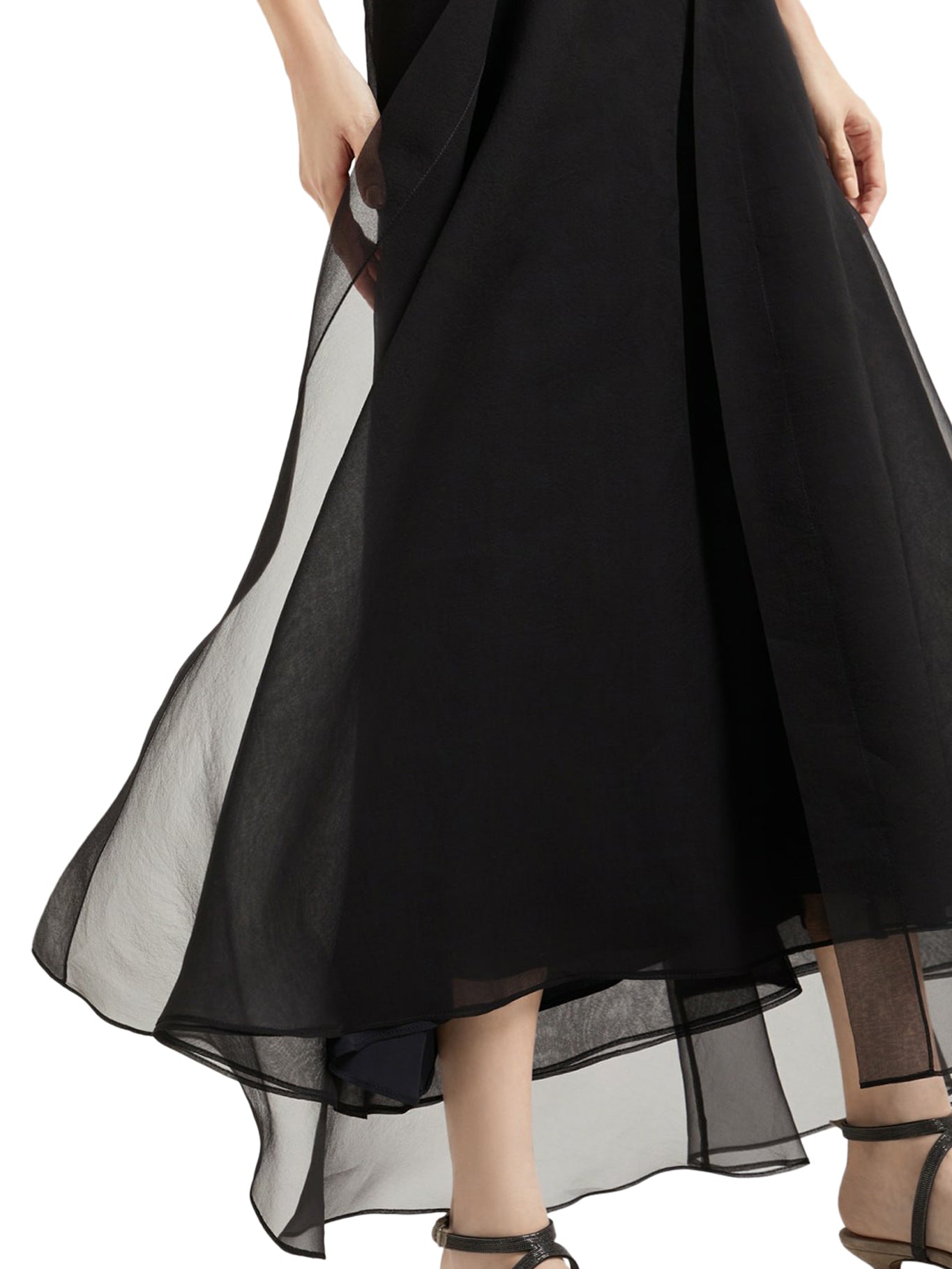 Luxury Black Silk Skirt for Women - Elegant A-Line Midi Skirt with High Waist - Perfect for Office, Party & Evening Wear