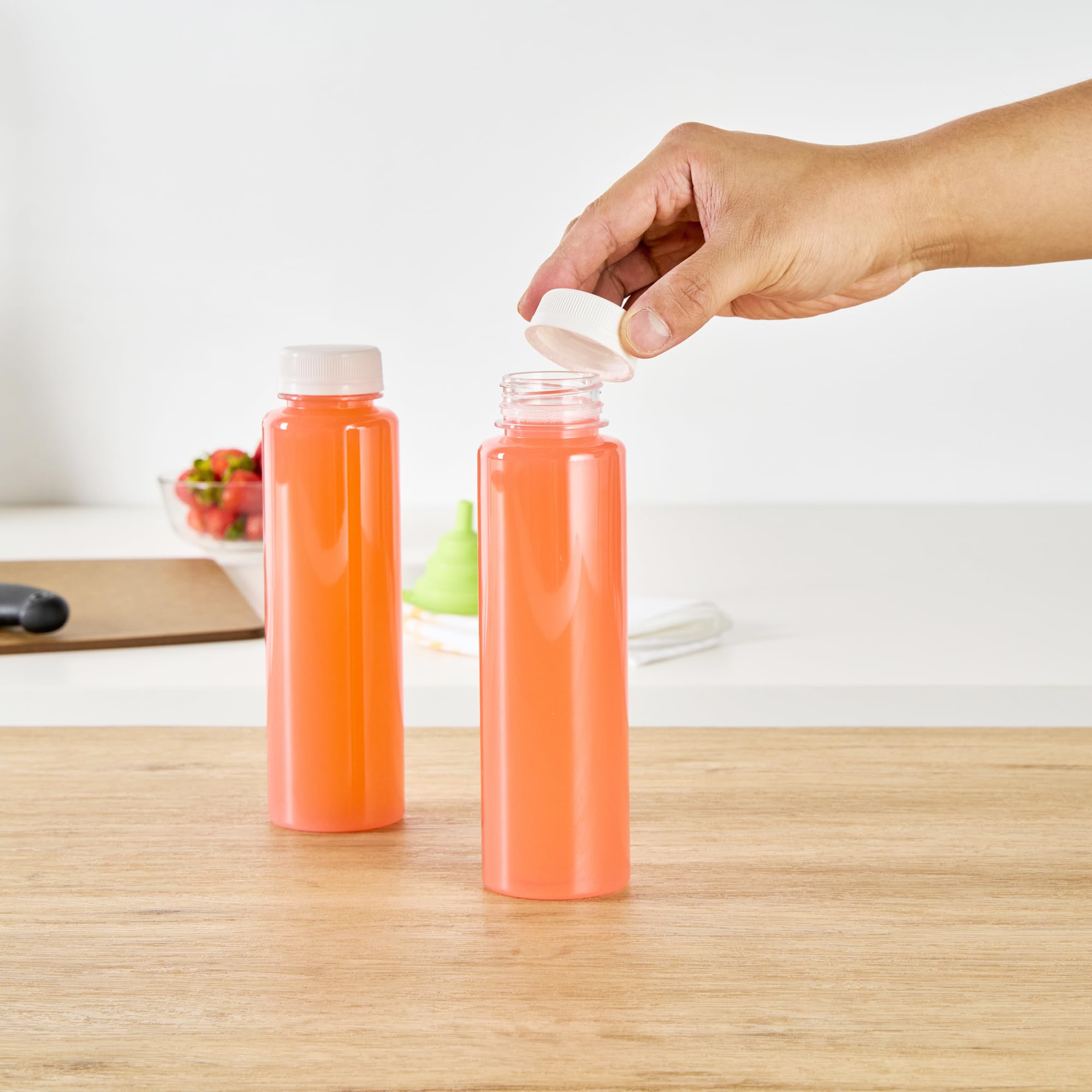 12oz Clear Plastic Juice Bottles with Safety Cap - 100 Pack Recyclable Empty Beverage Containers for Juicing, Milk Tea, Smoothies & More | Perfect for Restaurants, Cafes & Home Use