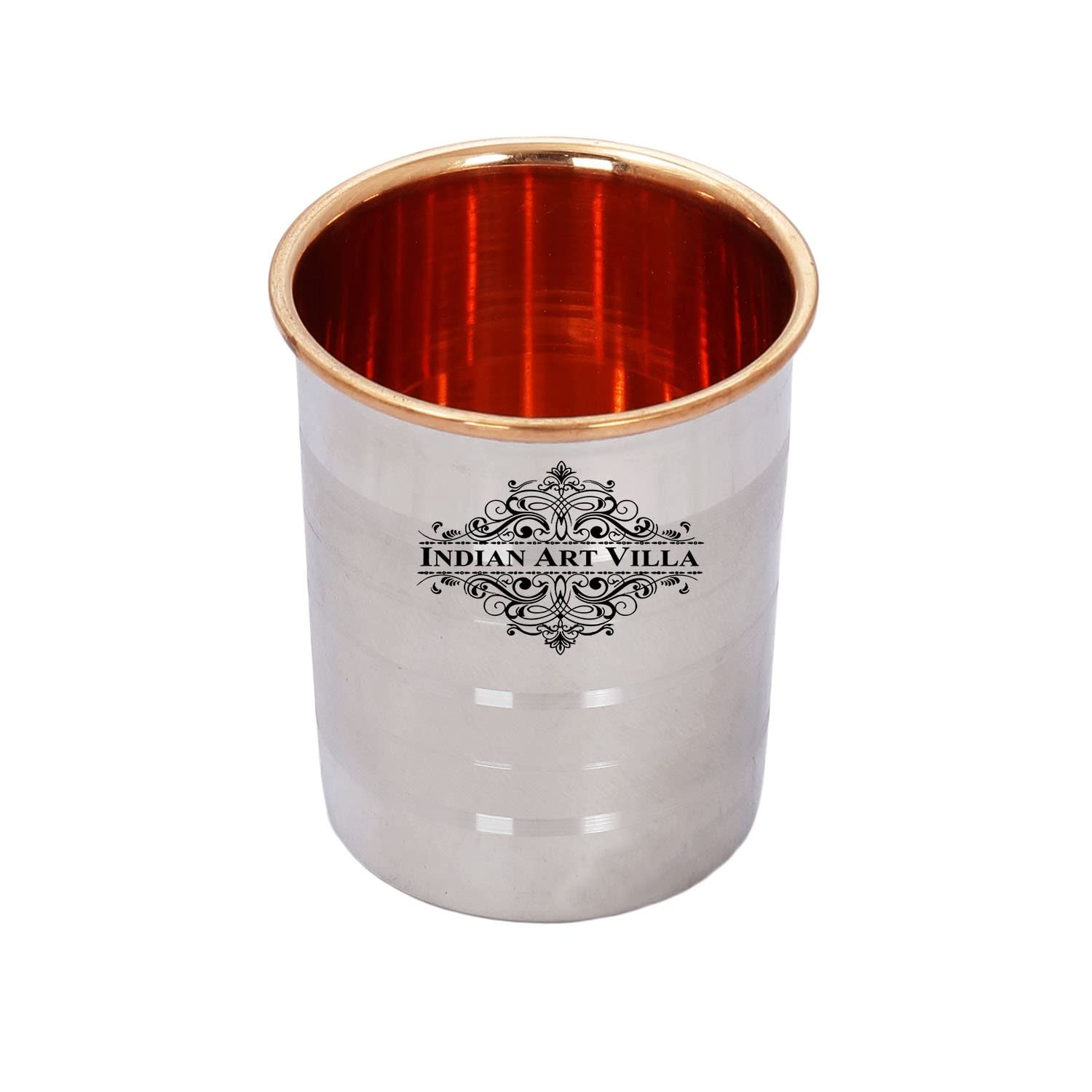Luxury Indian Art Villa Steel Copper Drinkware Set - 1 Jug (50 Oz) & 2 Glasses (10 Oz) with Elegant Black Gift Box | Perfect for Diwali, Birthday Parties, Weddings & Home Decor | Premium Handcrafted Barware for Cocktails, Juice & Water Serving