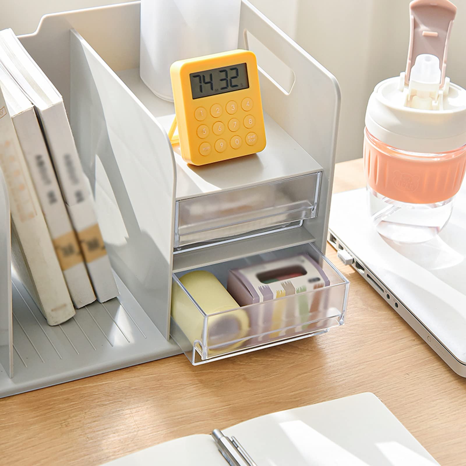 Heavy Duty Bookends for Shelves - Multifunctional Desktop Storage Organizer with Drawer, Office & Home Bookshelf Bookend Set - 5 Stylish Colors (Perfect for Office Desks, Home Libraries & Study Rooms)