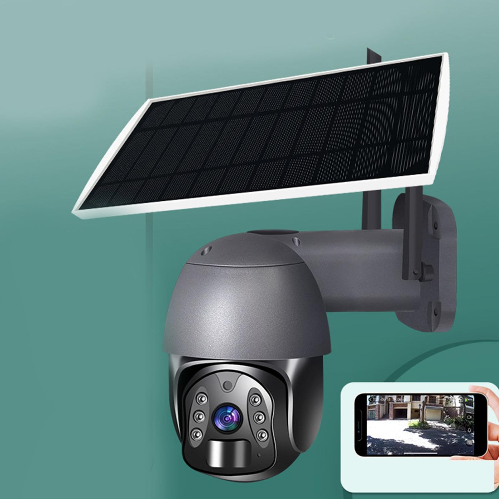 4K Solar Powered Wireless Outdoor Security Camera with 2-Way Talk, Night Vision & Human Detection - 360° View WiFi Battery Security System for Home Protection (Weatherproof, Ideal for Backyard, Front Door & Garage Monitoring)