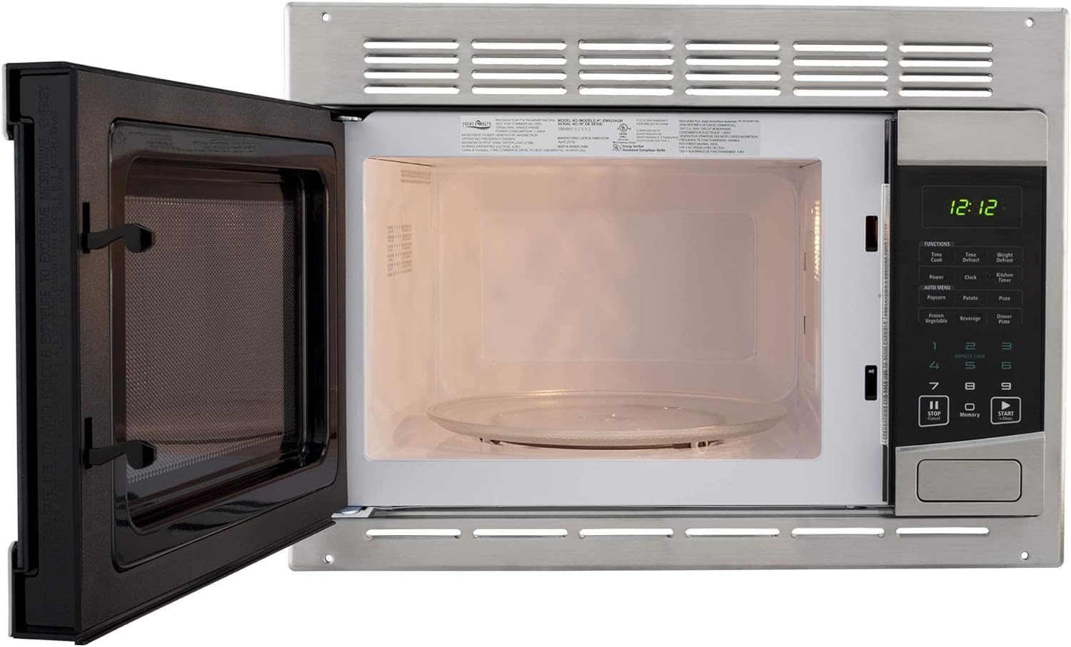 1.0 Cu. Ft. RV Stainless Steel Microwave Oven with Turntable - Easy Installation Trim Kit Included | Compact & Stylish for Campers, Motorhomes & Tiny Homes