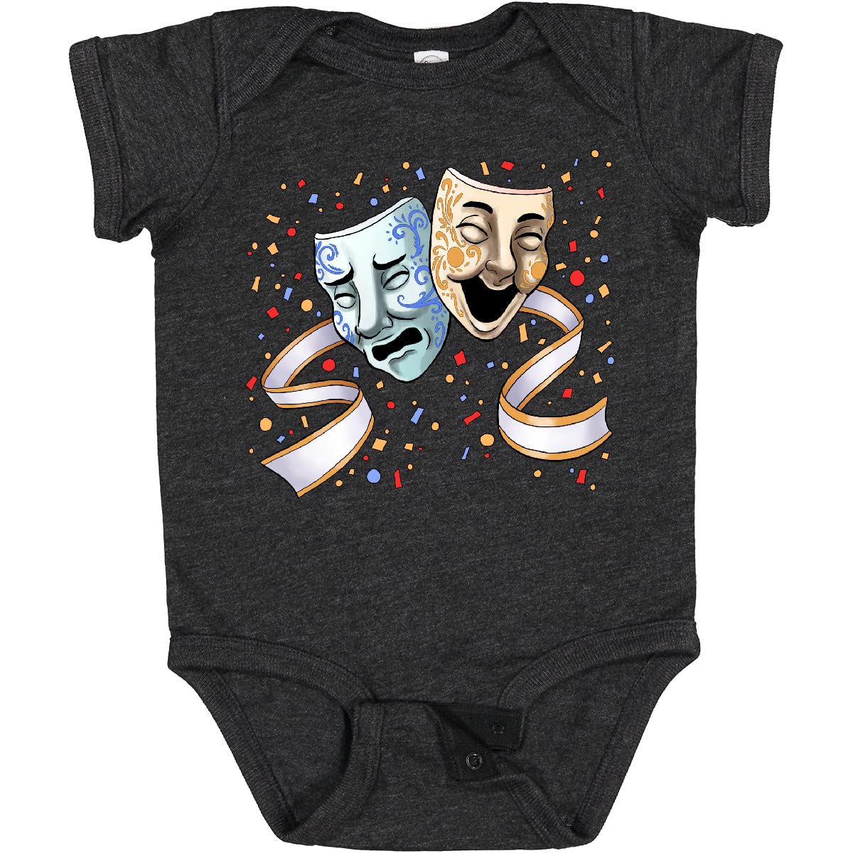 Inktastic Tragedy and Comedy Stage Masks Baby Bodysuit - Cute Theatrical Onesie for Infants & Toddlers - Perfect for Halloween, Costume Parties & Theater Lovers