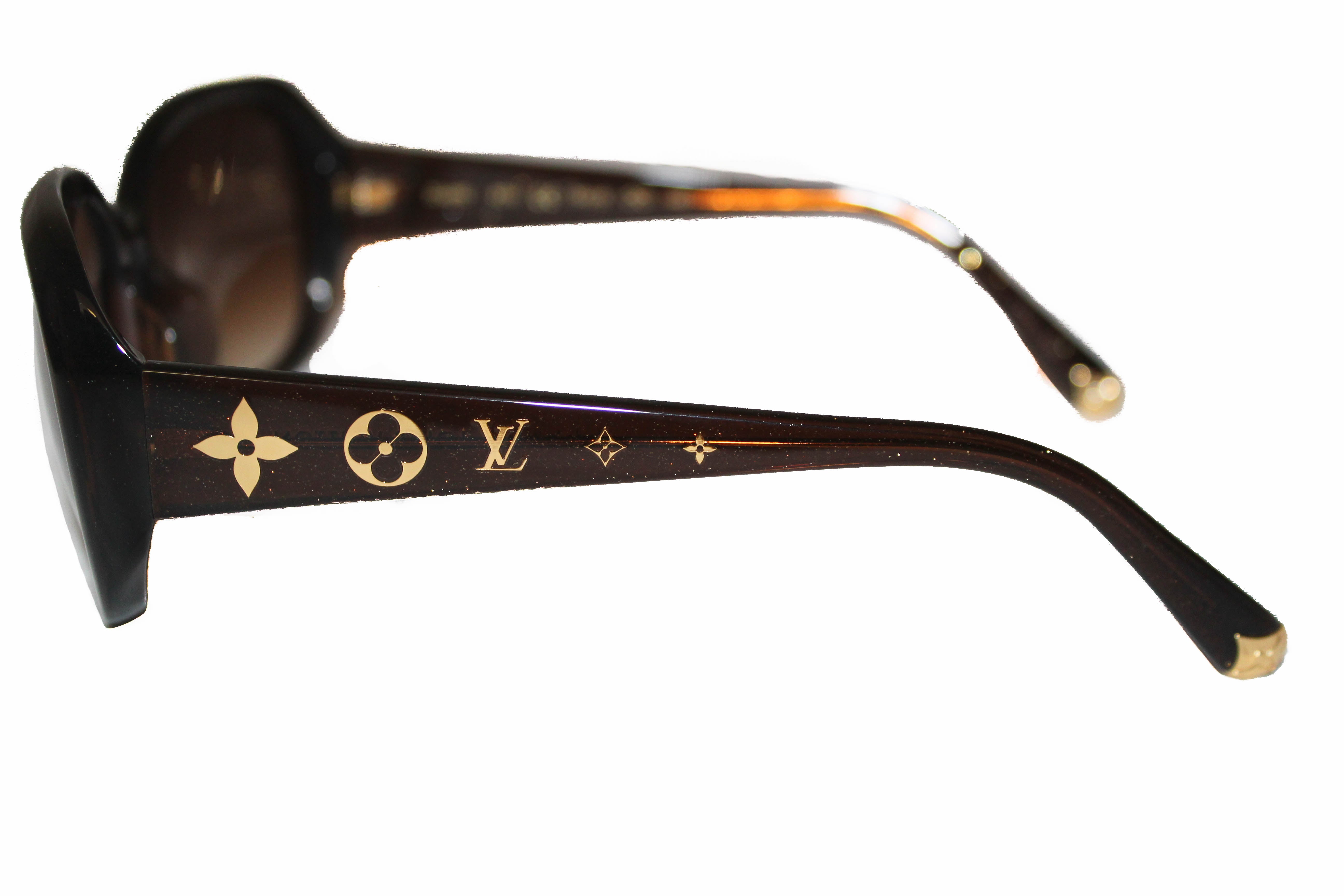Authentic Louis Vuitton Brown Glitter Obsession Sunglasses for Women - Luxury Designer Shades with UV Protection - Perfect for Beach, Travel & Fashion Outfits