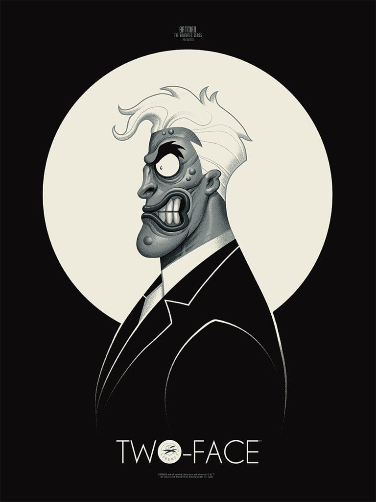 Batman: The Animated Series Two-Face Screen Printed Poster - Vintage DC Comics Wall Art for Superhero Fans & Home Decor
