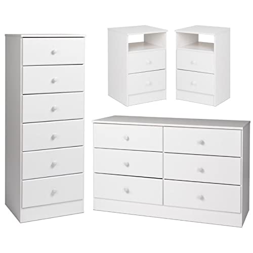 Home Square 4-Piece Bedroom Furniture Set with 2 Nightstands, Lingerie Chest & Double Dresser - Perfect for Master Bedroom Organization & Storage